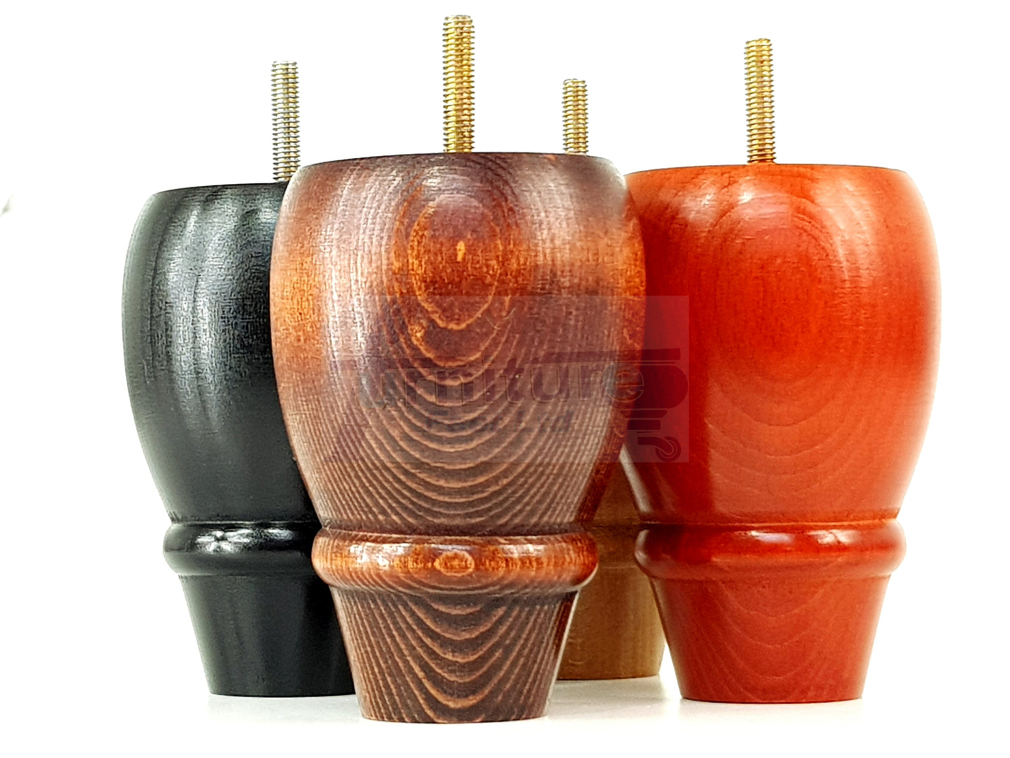 SET OF 4 REPLACEMENT FURNITURE BUN FEET TURNED WOODEN LEGS 125mm HIGH FOR SETTEE CHAIRS SOFAS FOOTSTOOLS M8 (8mm) PKC342