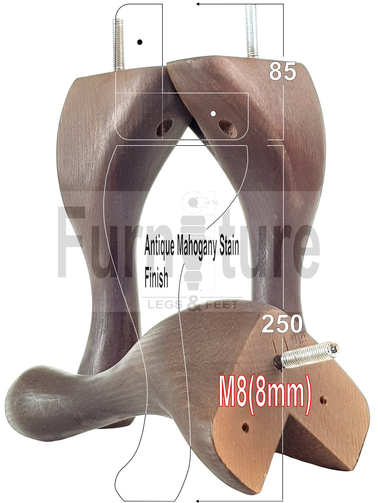 4 Replacement Traditional Queen Anne Furniture Leg 250mm High Sofa Chair Beds M8