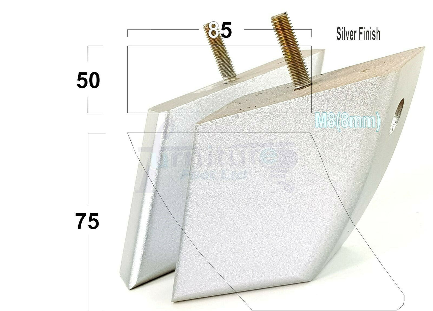 SET OF 4 WOODEN FURNITURE FEET 75mm HIGH REPLACEMENT SOFA LEGS 8mm Thread