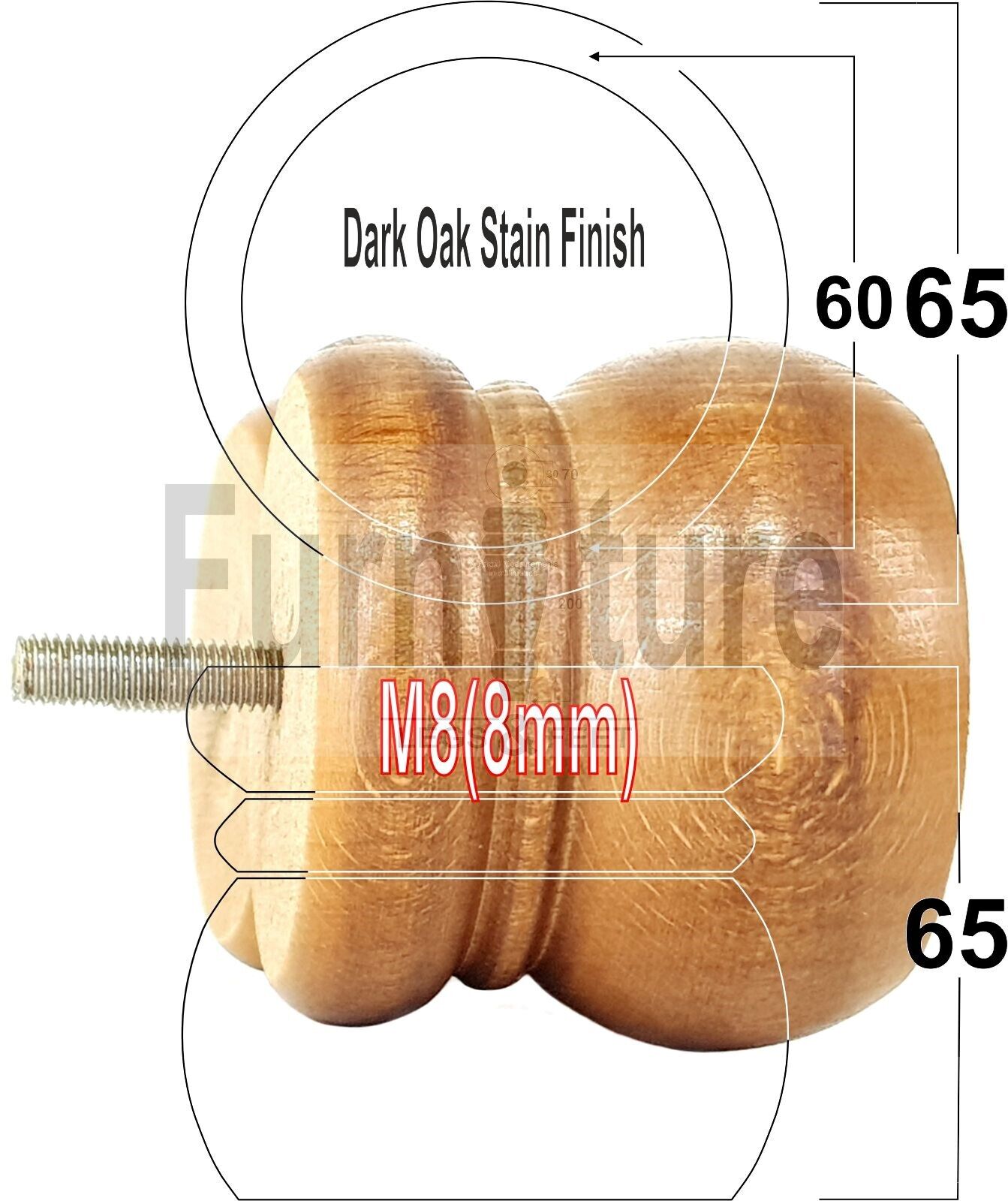 4 Wood Bun Feet Replacement Turned Furniture Legs 60mm High Multiple Colours 2 Inches Tall Chairs Stools Sofa Beds Cabinets M8