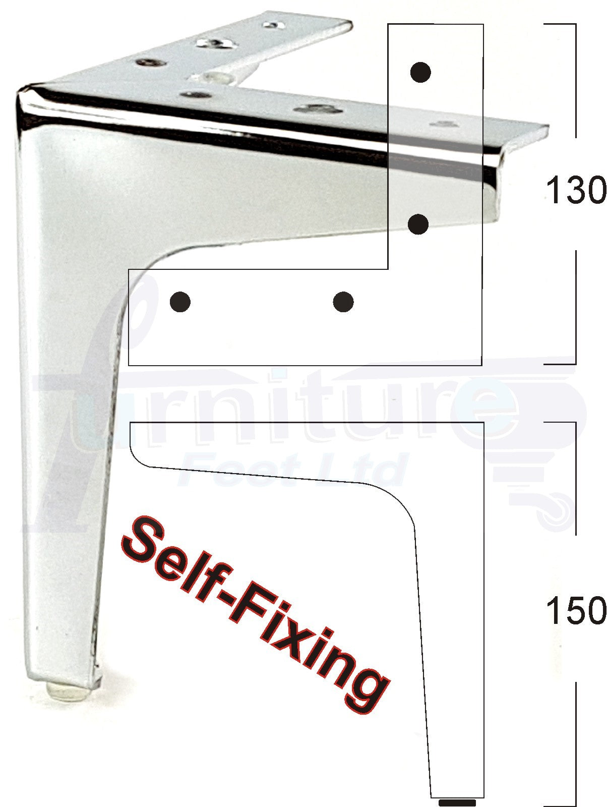 4x Metal Feet Silver Chrome Finished Furniture Metal Legs 150mm High For Sofa Chairs Stools Beds Cabinets Corner Furniture Leg Self Fixing