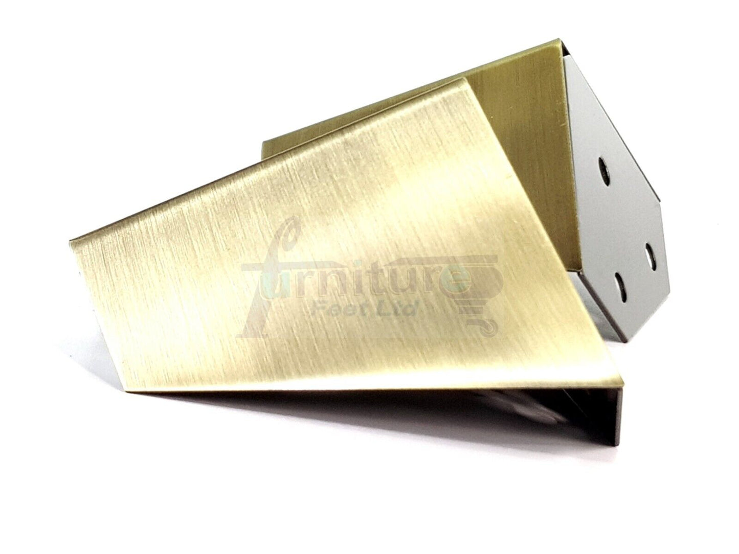 4x Metal Furniture Legs 95mm High Chair Feet Cabinets Brushed Brass (Self-Fix)