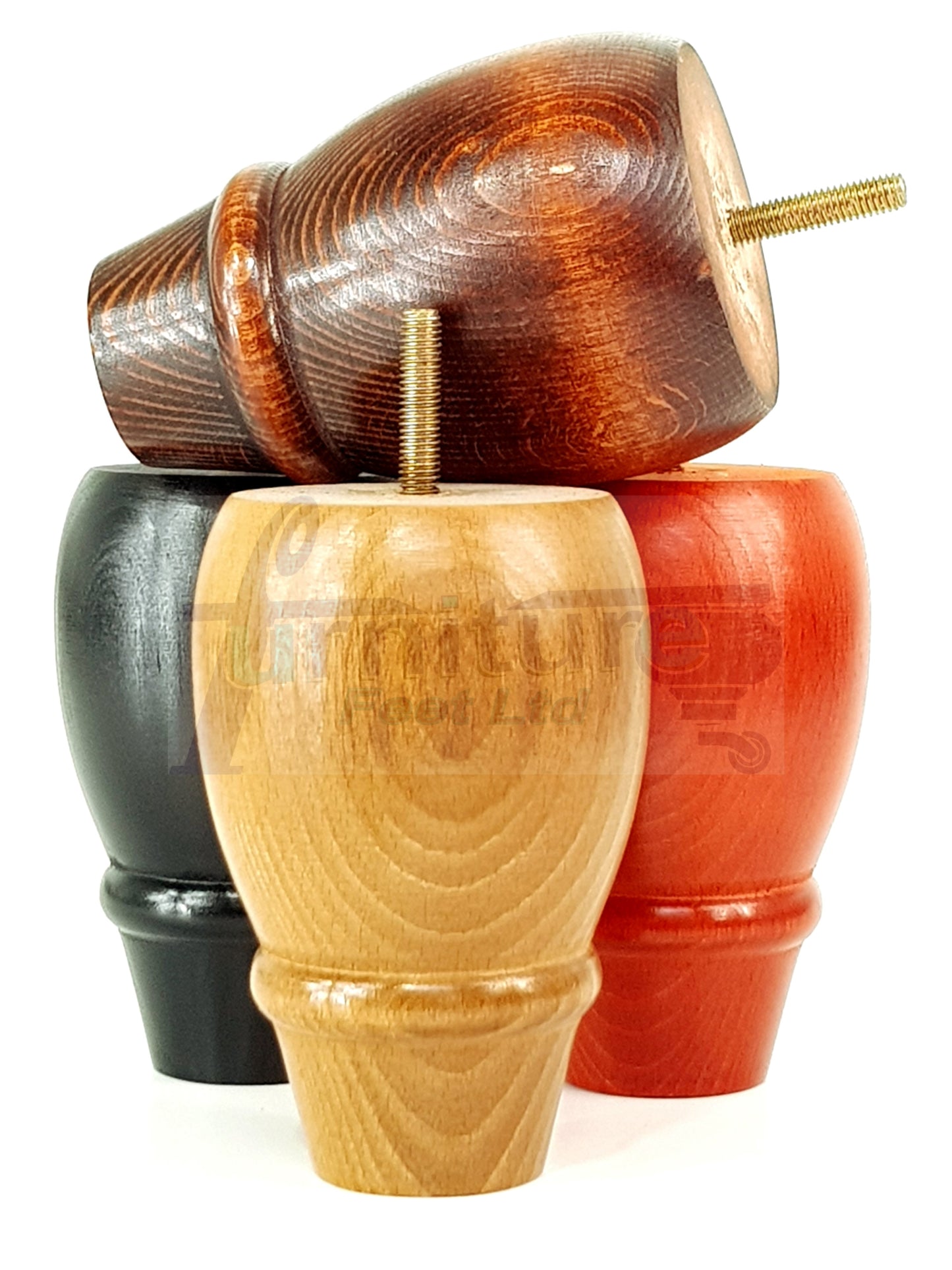 Set Of 4 Wooden Turned Replacement Furniture Legs 125mm High 8mm Thread