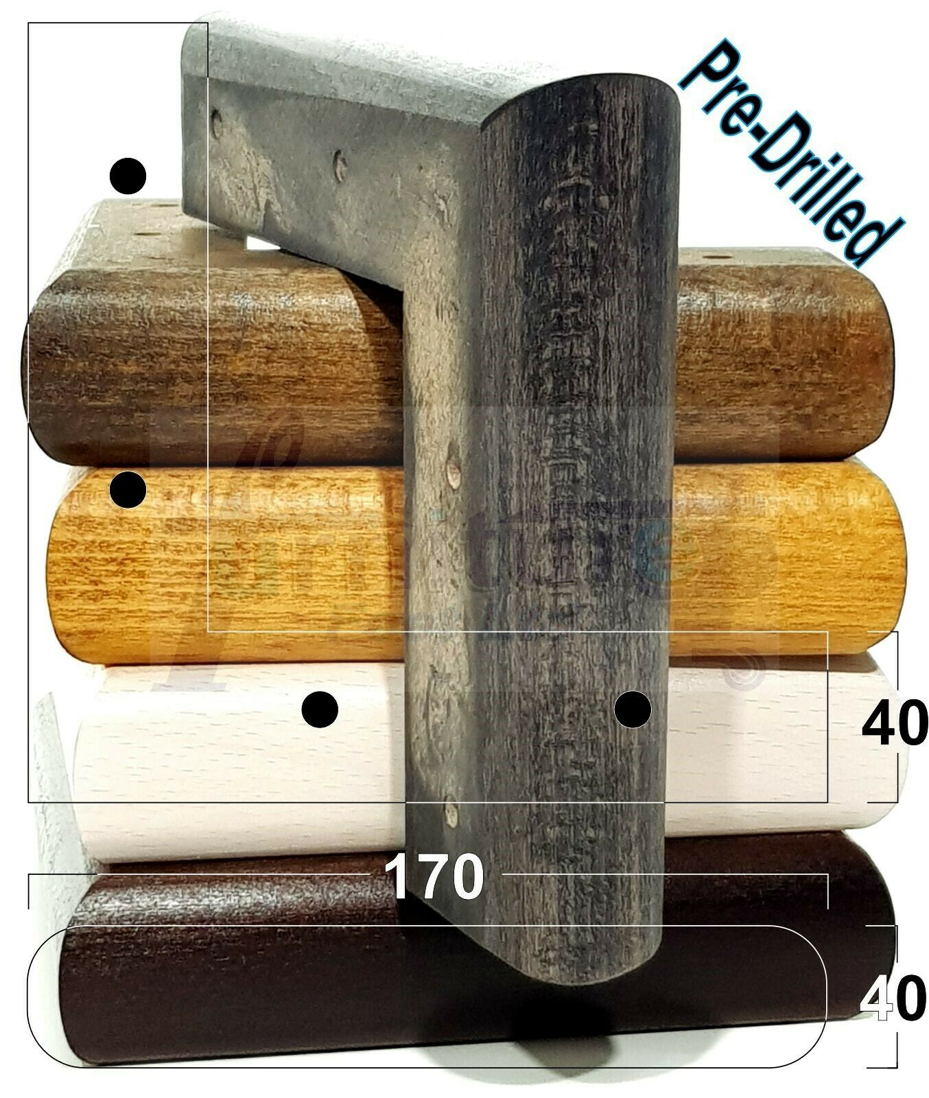 Set Of 4 Wooden Corner Furniture Feet 40mm High Replacement Sofa Chair Legs