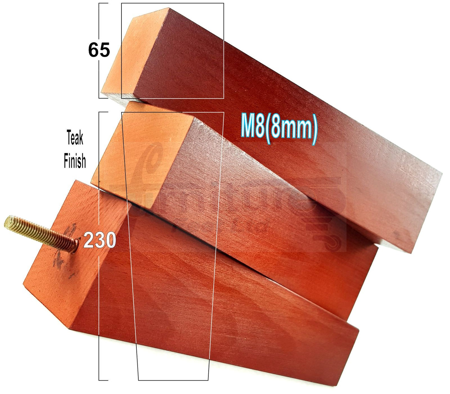 4 Solid Wood Furniture Feet Square Replacement Block Tapered Legs 230mm High M8 Sofa Chairs Stools Cabinets Beds