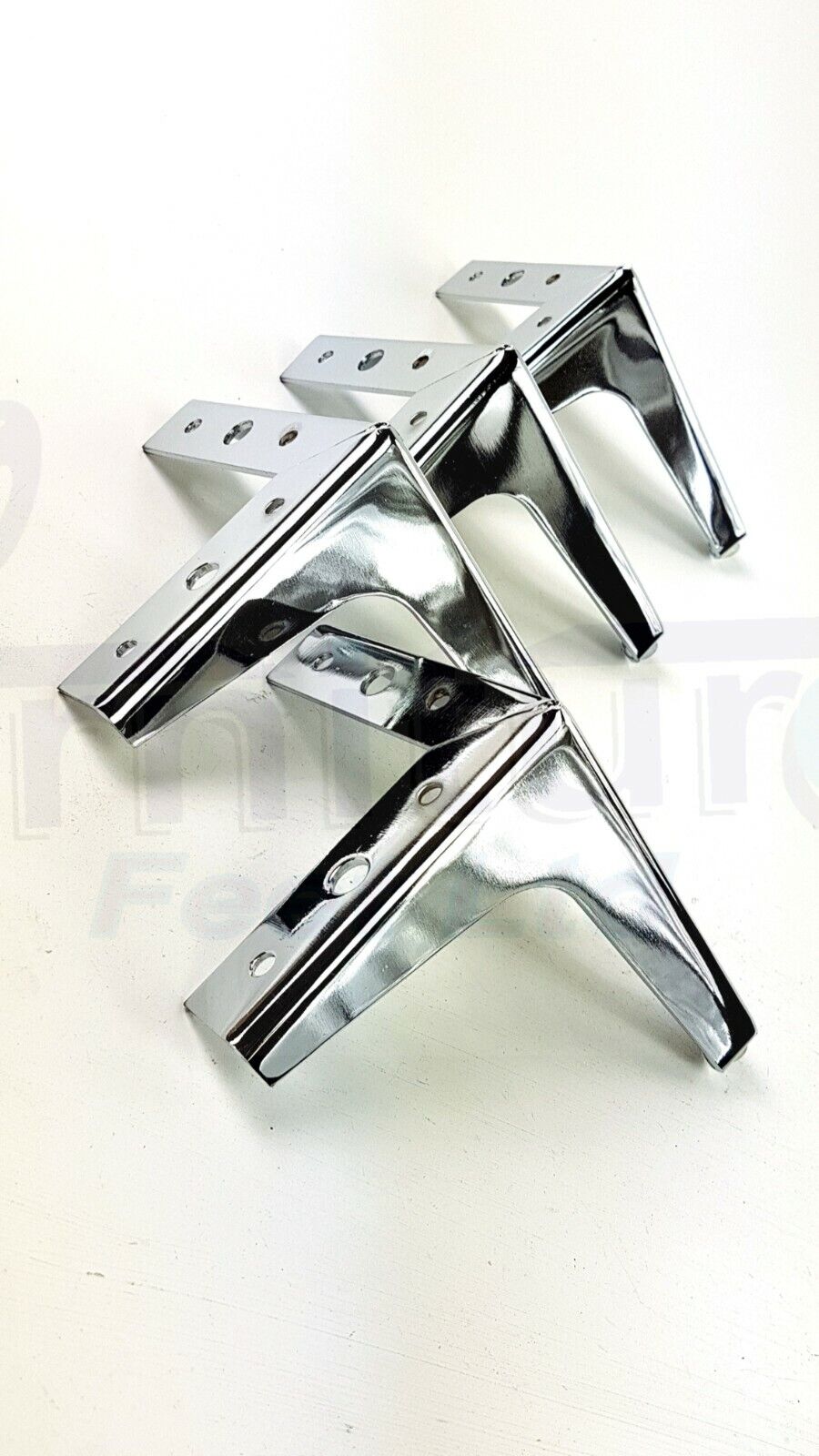 4x Metal Furniture Legs 140mm High Chrome Corner Feet Sofa Chair Beds Cabinets