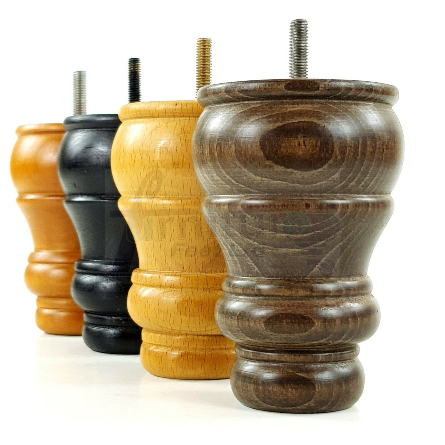 4 Turned Wood Furniture Chair Legs M8 Replacement Sofa Settee Feet 125mm High