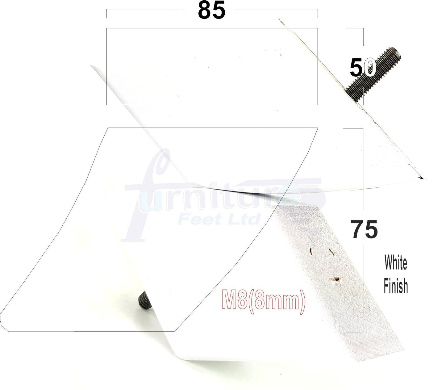 SET OF 4 WOODEN FURNITURE FEET 75mm HIGH REPLACEMENT SOFA LEGS 8mm Thread