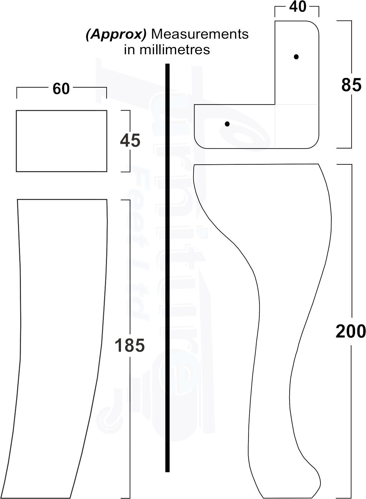2x Vintage Queen Anne Replacement Furniture Legs & 2x Curved Back Feet 200mm High 8mm Thread