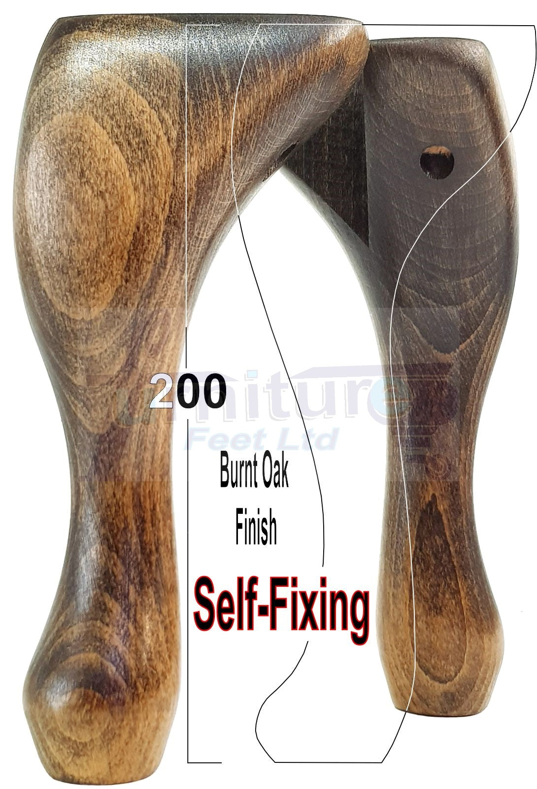 4 Wooden Traditional Queen Anne Furniture Legs 200mm Sofa Chair Beds (Self-Fix)