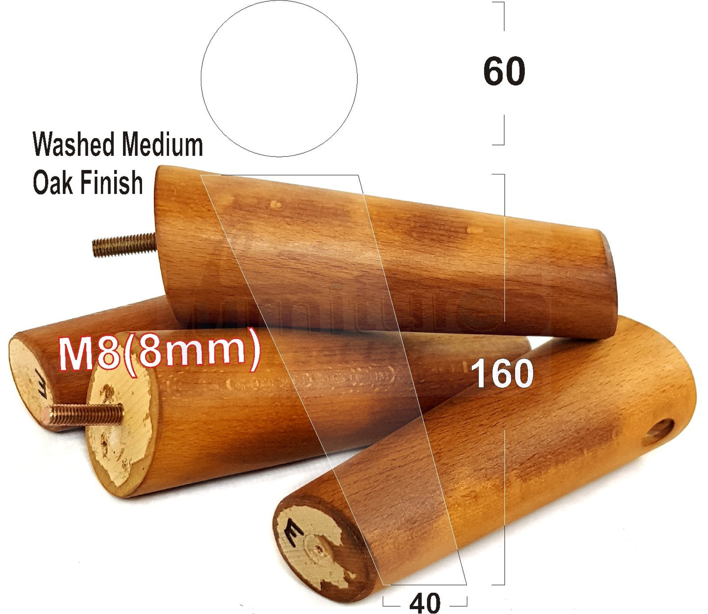 4 Solid Wood Turned Furniture Feet Replacement Mid Centry Angled Retro Legs 150mm High M8 Sofa Chairs Stools Cabinets Beds