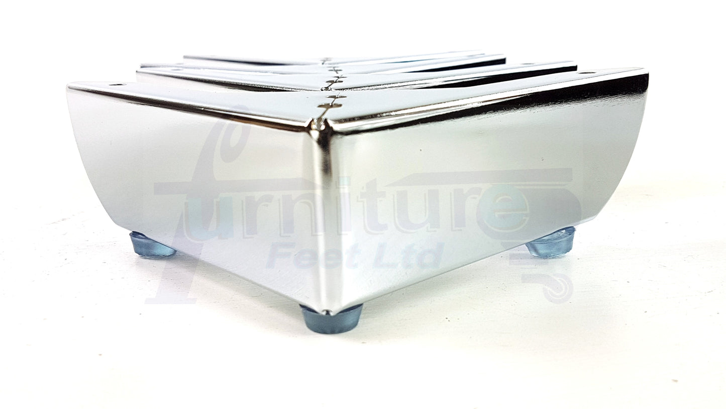 4x FURNITURE FEET METAL CHROME FURNITURE LEGS SOFAS CHAIRS STOOLS 50mm HIGH TSP2109 PreDrilled