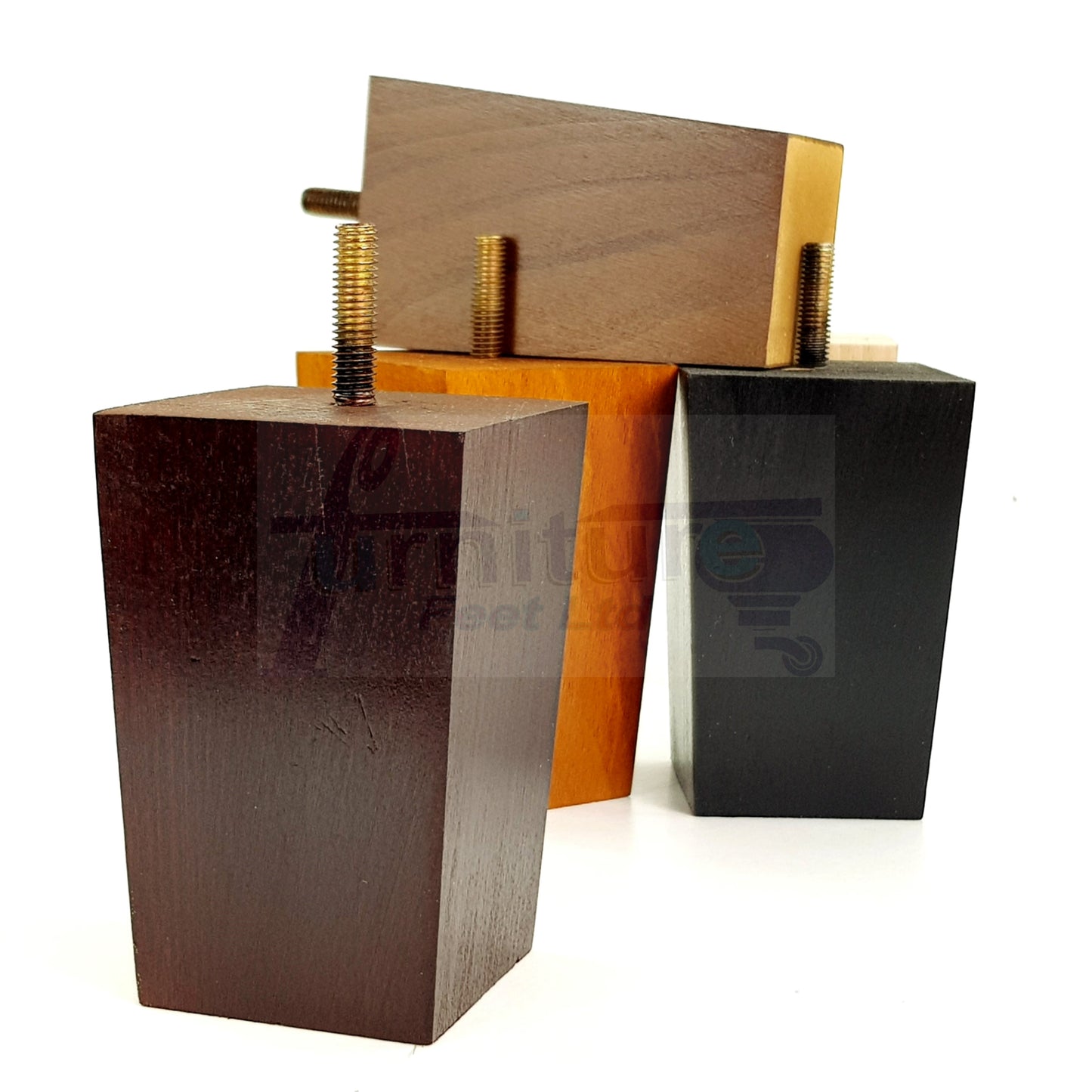 Solid Wood Furniture Feet Square Replacement Block Tapered Legs 100mm High M8 Set of 4 Sofa Chairs Stools Cabinets Beds