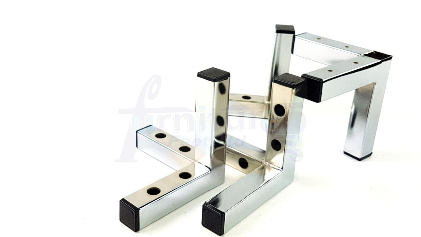 4x Metal Furniture Legs Replacement Sofa Chair Feet 155mm High Chrome (Self-Fix)