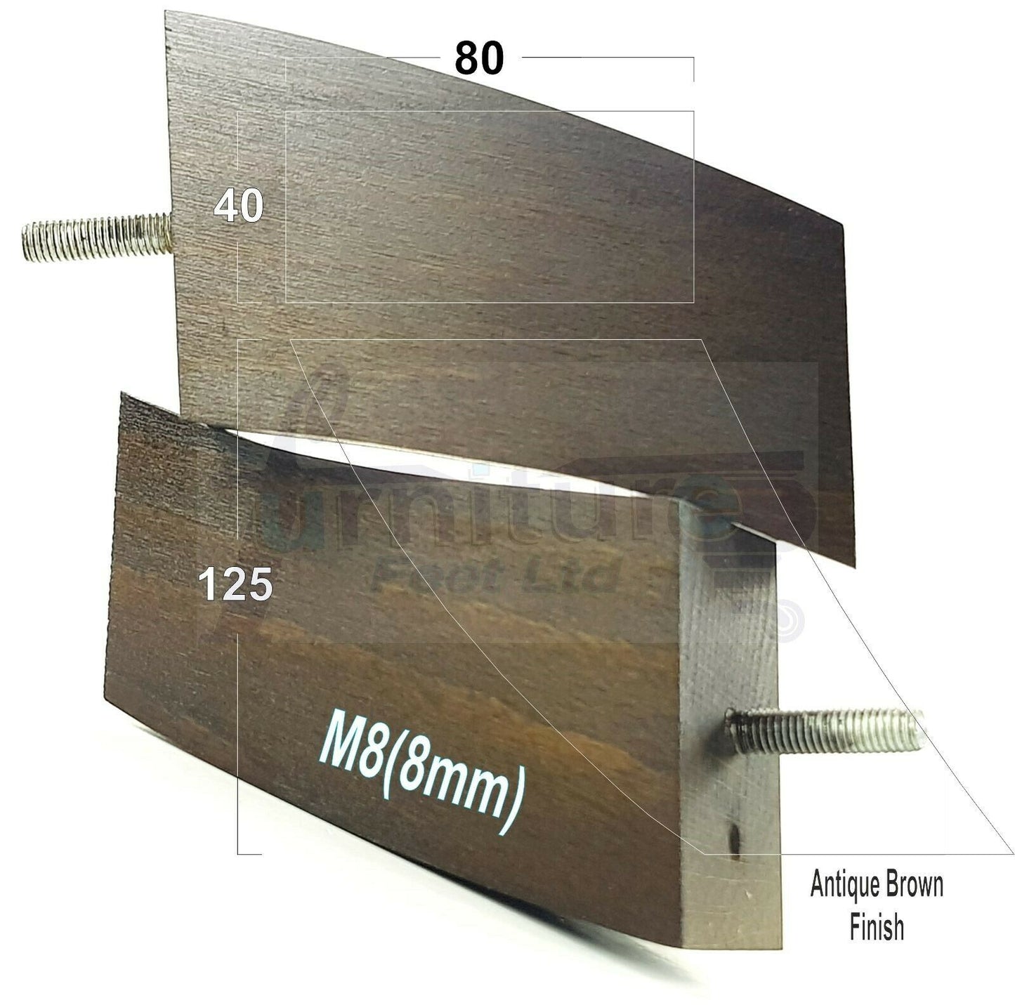 SET OF 4 WOODEN FURNITURE FEET 125mm HIGH REPLACEMENT SOFA LEGS 8mm Thread