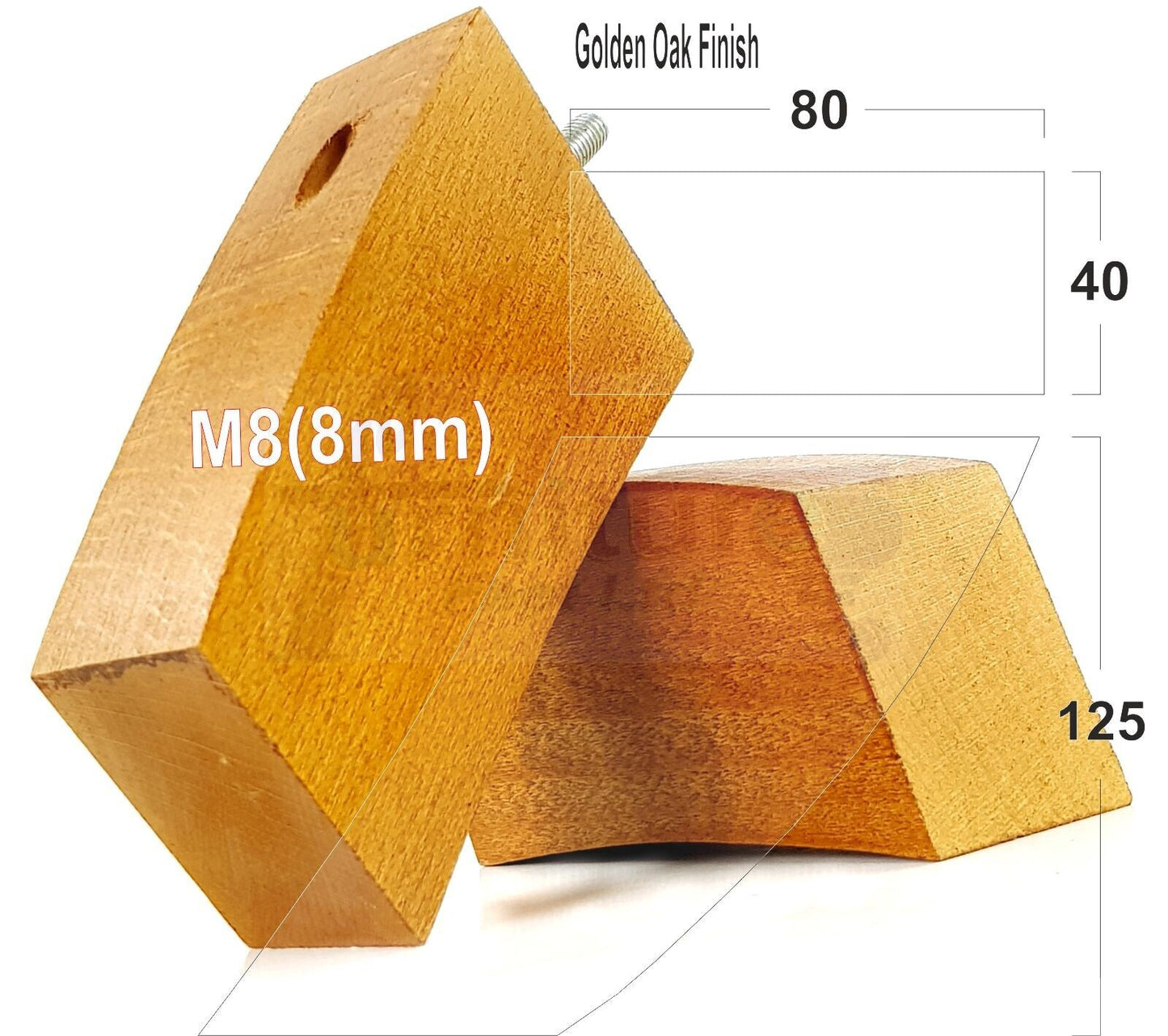 SET OF 4 WOODEN FURNITURE FEET 125mm HIGH REPLACEMENT SOFA LEGS 8mm Thread