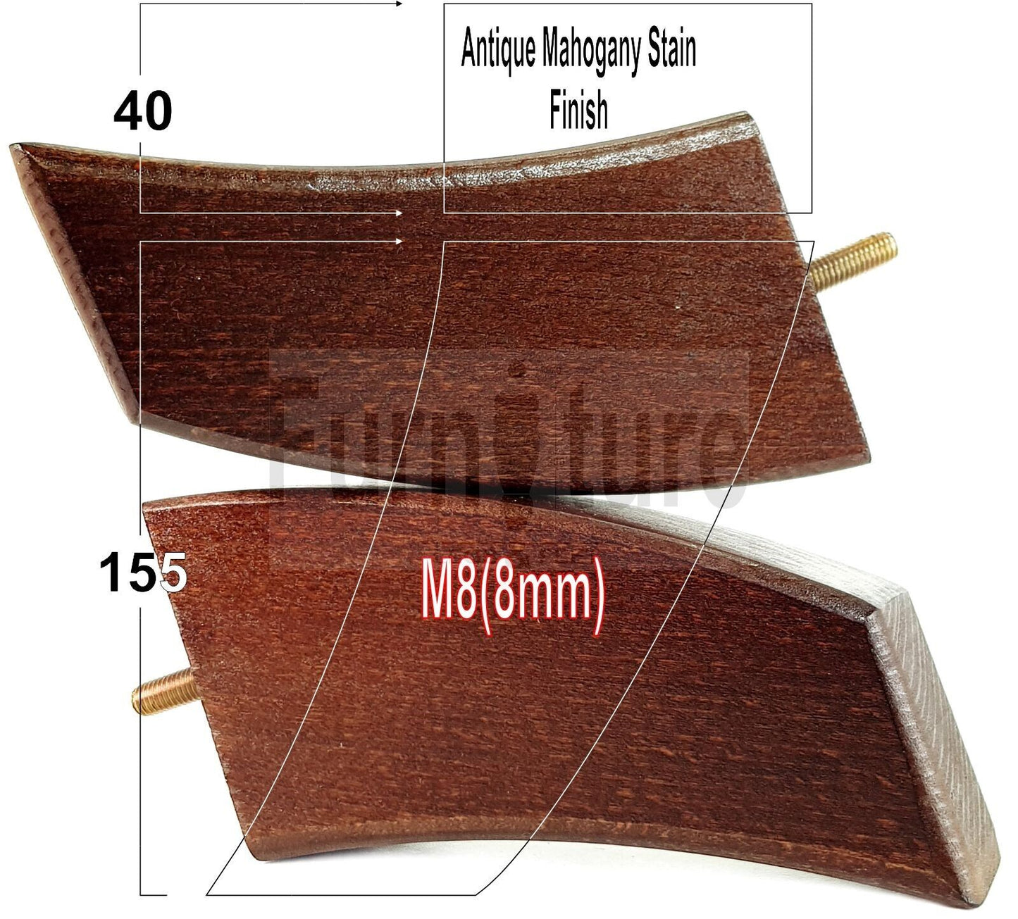 SET OF 4 WOODEN FURNITURE FEET 155mm HIGH REPLACEMENT SOFA LEGS 8mm Thread