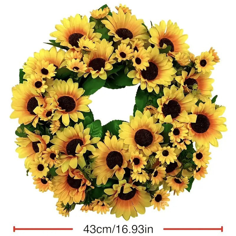 Mega Sunflower Floral Wreath Artificial flower Decoration Indoor Outdoor 43cm Diameter