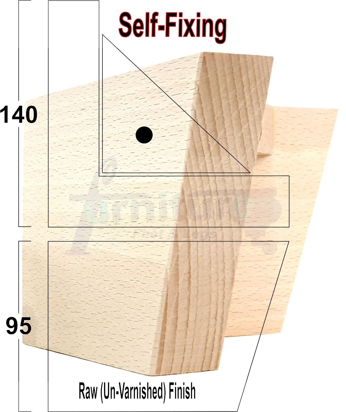 4 Solid Wood Furniture Legs Replacement Corner Feet 95mm High Multi Colours Chairs Stools Sofa Beds Settee & Cabinets Fix With Screws