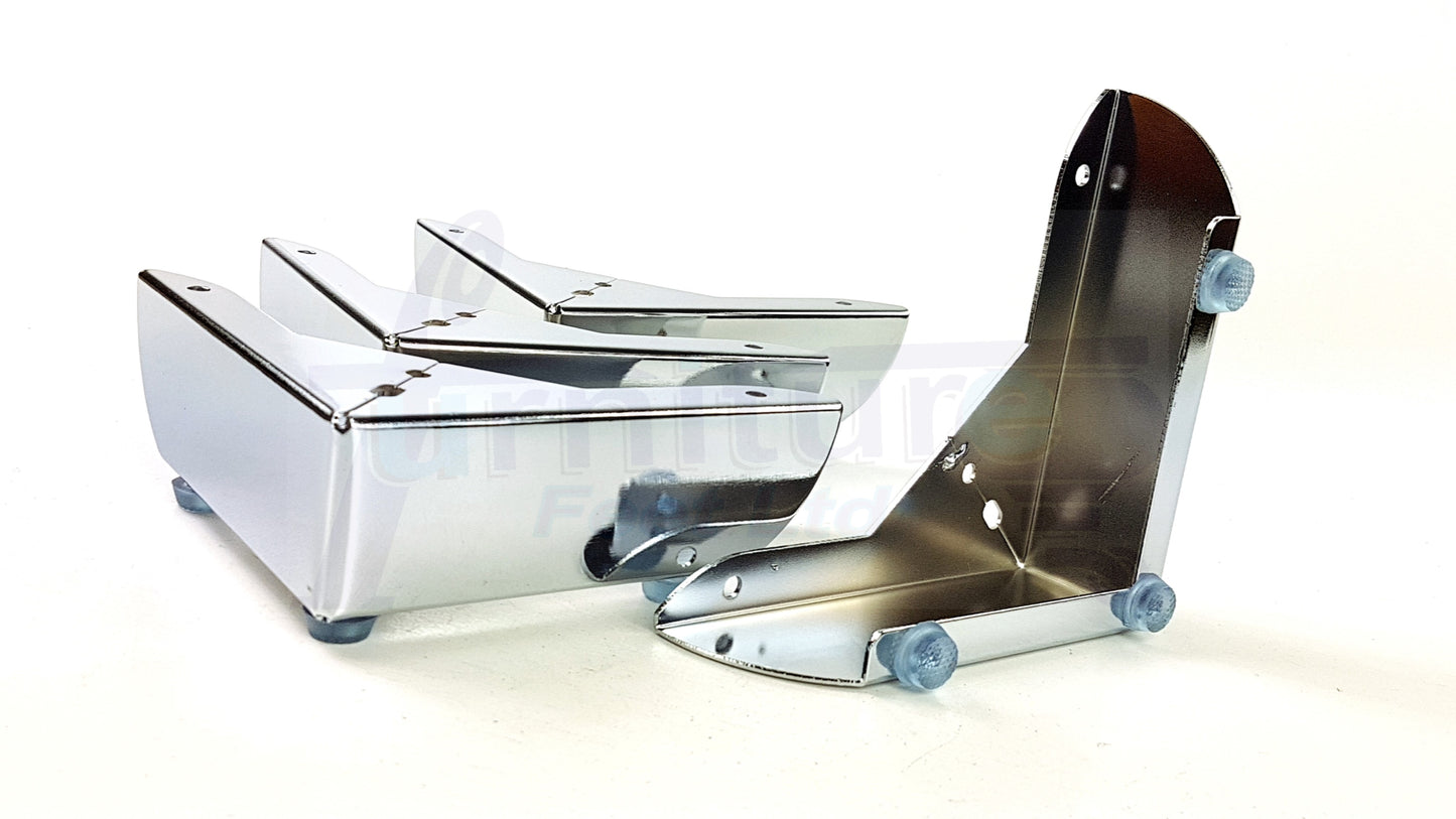 4x FURNITURE FEET METAL CHROME FURNITURE LEGS SOFAS CHAIRS STOOLS 50mm HIGH TSP2109 PreDrilled