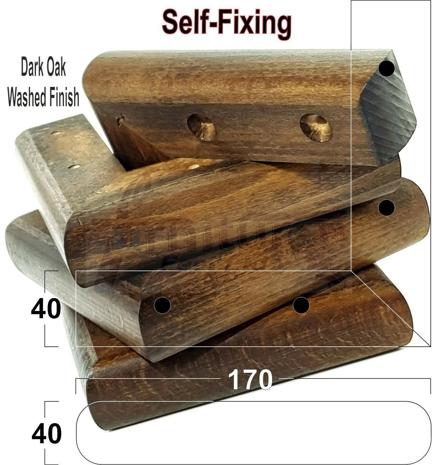 Set Of 4 Wooden Corner Furniture Feet 40mm High Replacement Sofa Chair Legs