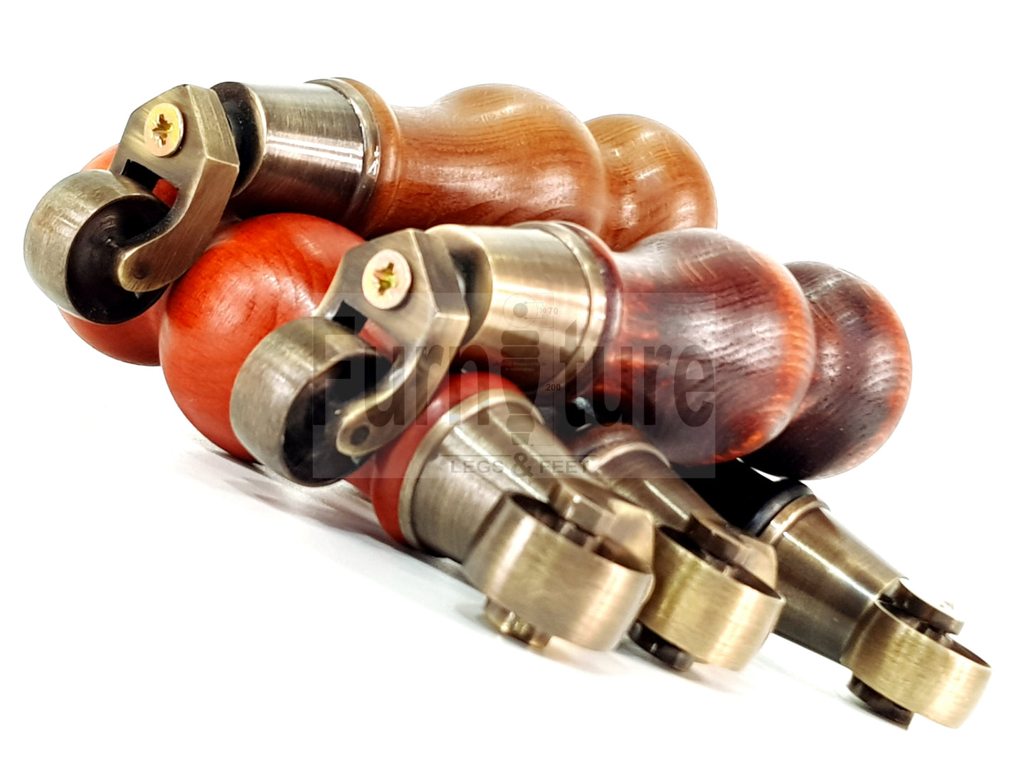 Set Of 4 Turned Wood Furniture Castor Legs Sofa, Settee, Chair Replacement Feet 195mm High 8mm Thread