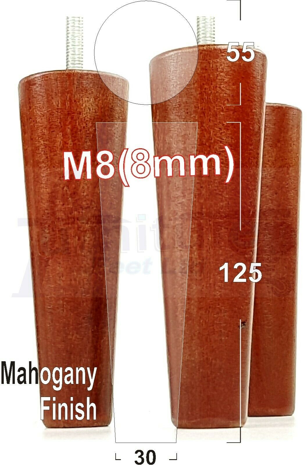 4 Solid Retro Wood Replacement Turned Furniture Chair Legs M8 Settee Sofa Feet 125mm High