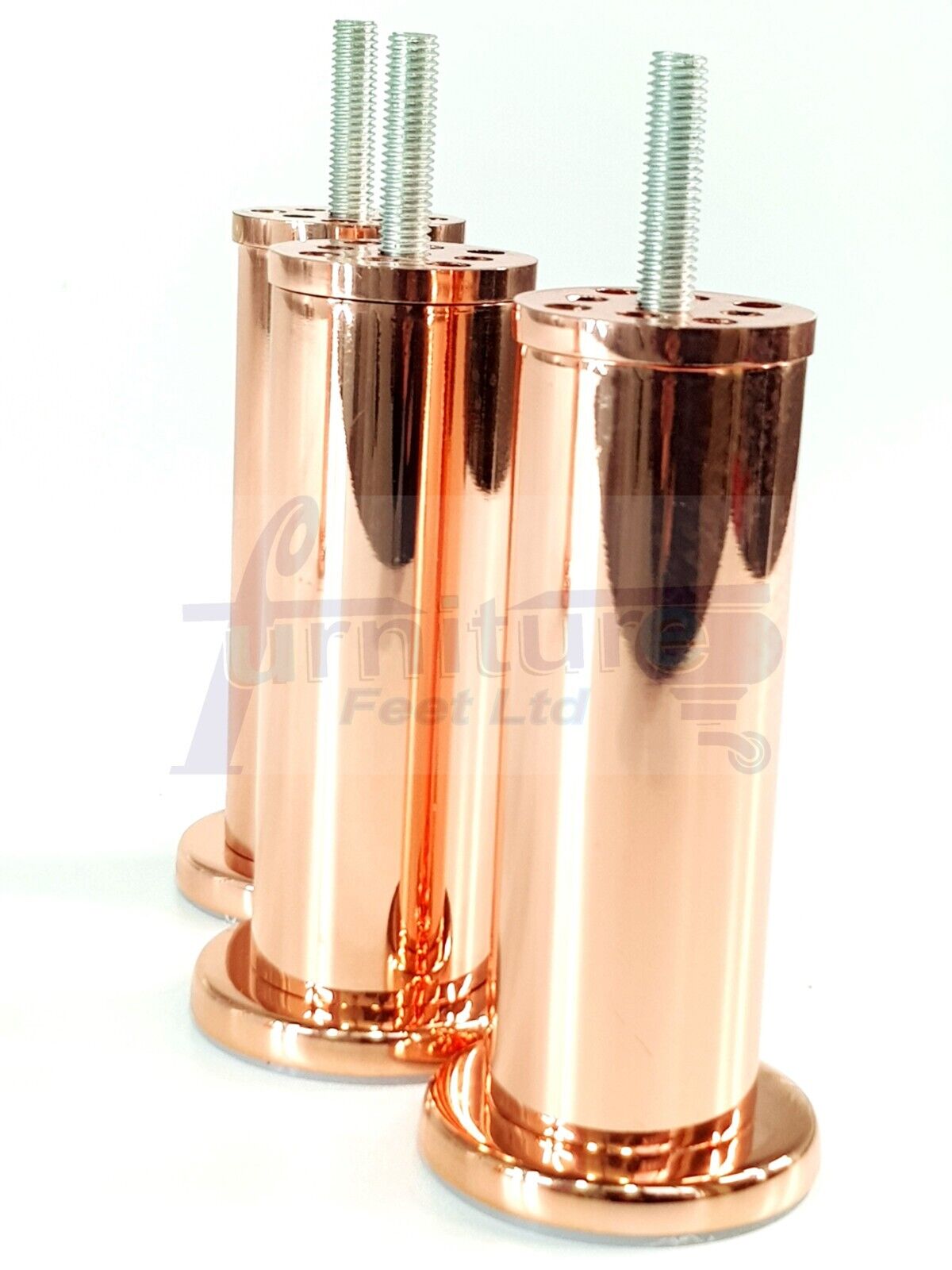 4 Rose Gold Furniture Feet Metal Copper Legs 125mm High Sofa Chair Beds Cabinets