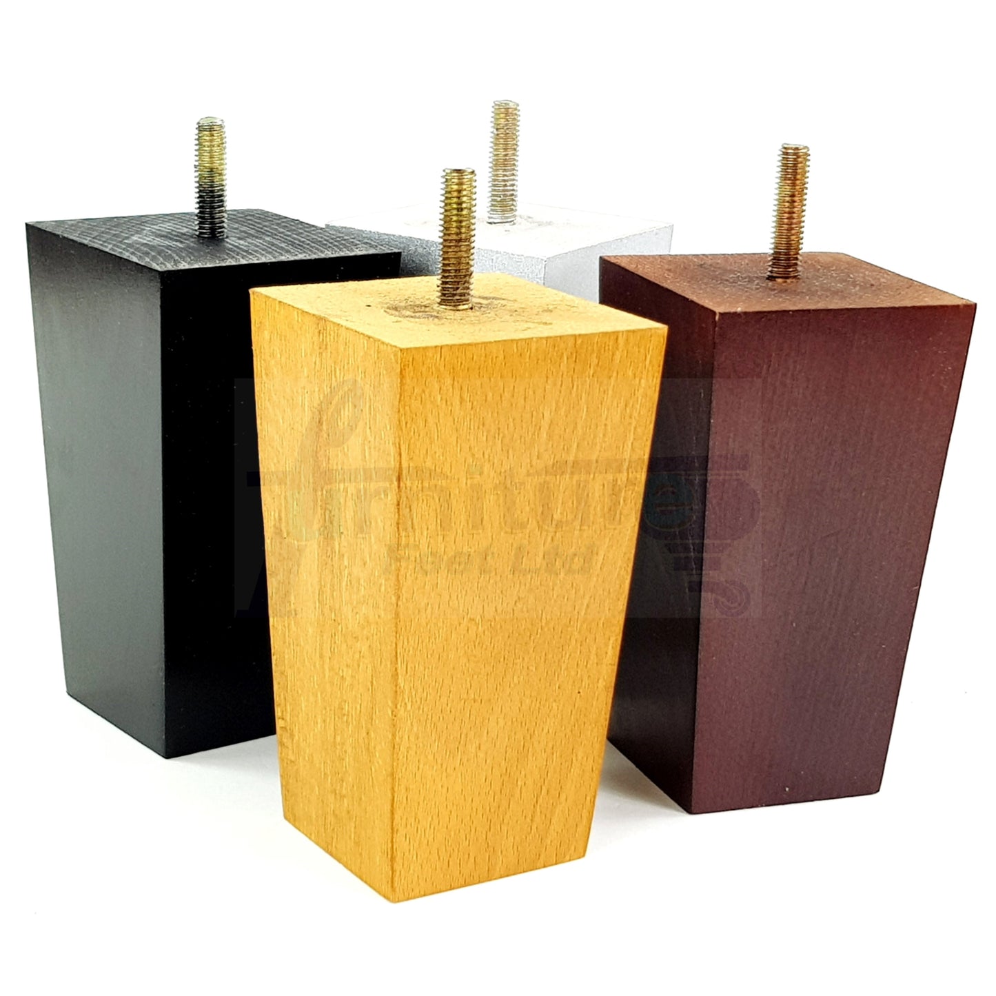 Solid Wood Furniture Feet Square Replacement Block Tapered Legs 120mm High M8 Set of 4 Sofa Chairs Stools Cabinets Beds