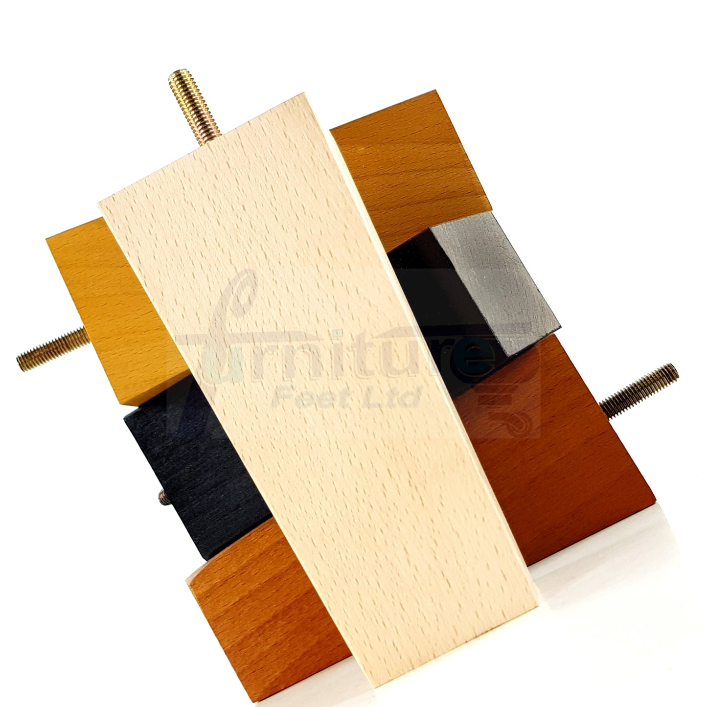 4 Solid Wood Furniture Feet Square Replacement Block Tapered Legs 150mm High M8 Sofa Chairs Stools Cabinets Beds