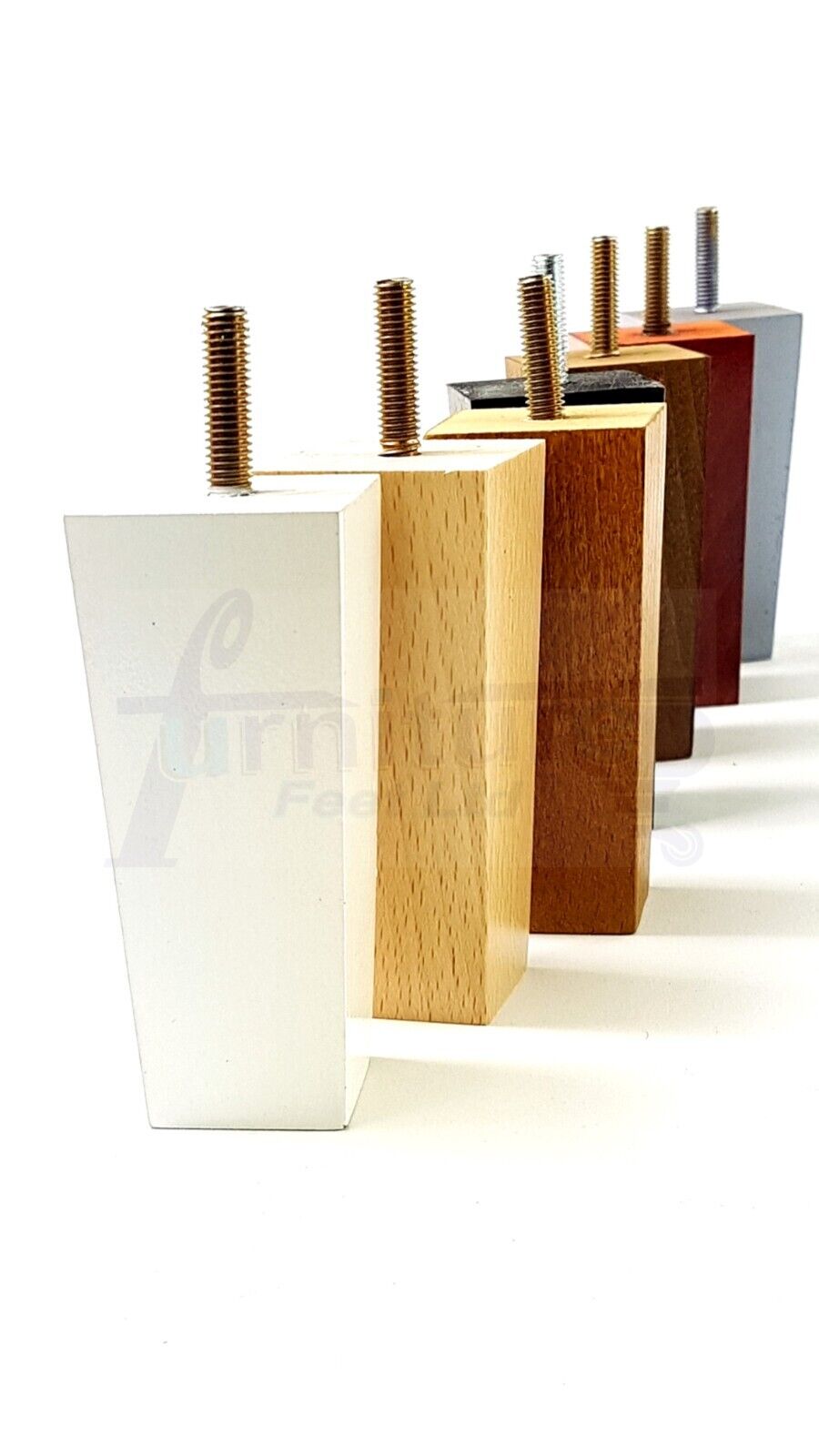 4x Solid Wood Block Furniture Legs Replacement Square Feet 100mm High M8(8mm)