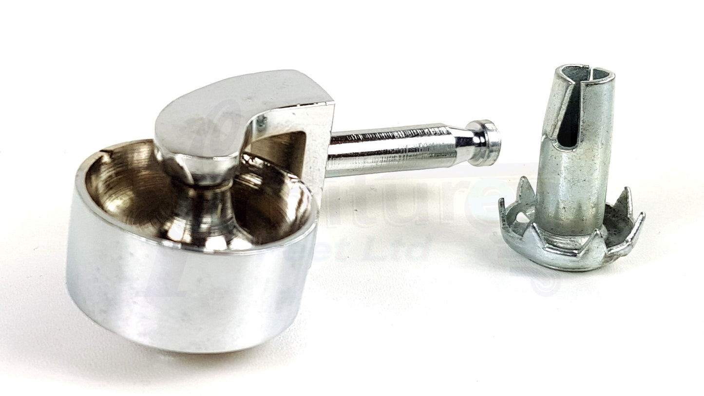 Chrome Castor & Socket 32mm Wheel Push In, Grip Neck Castors For Furniture
