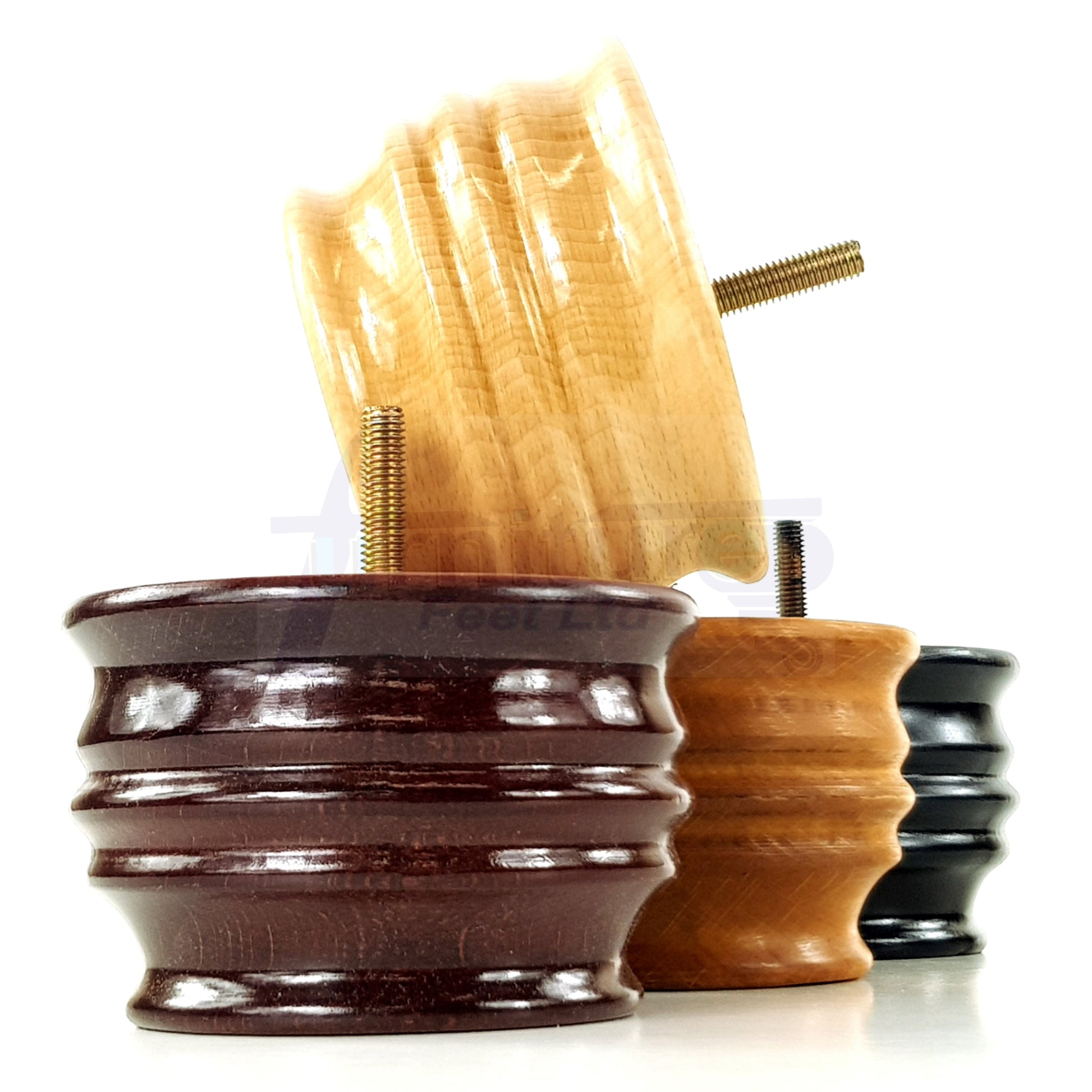 4x Replacement Turned Wooden Furniture Legs 65mm High 10mm Tread For Sofa and Chairs