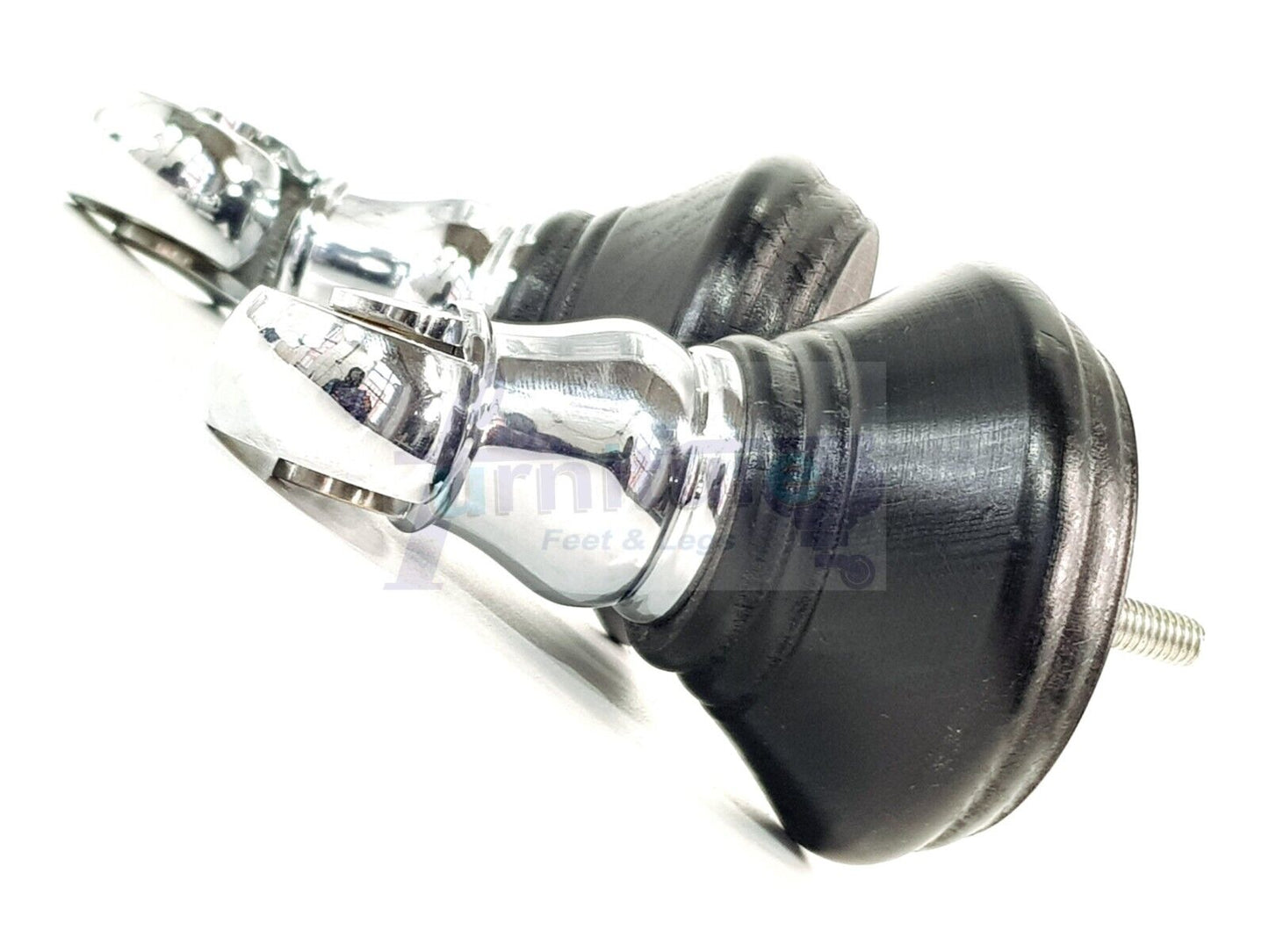 4x Black Wooden Furniture Sofa Legs M8 With Castors Replacment Chair Settee Feet 115mm - 125mm High