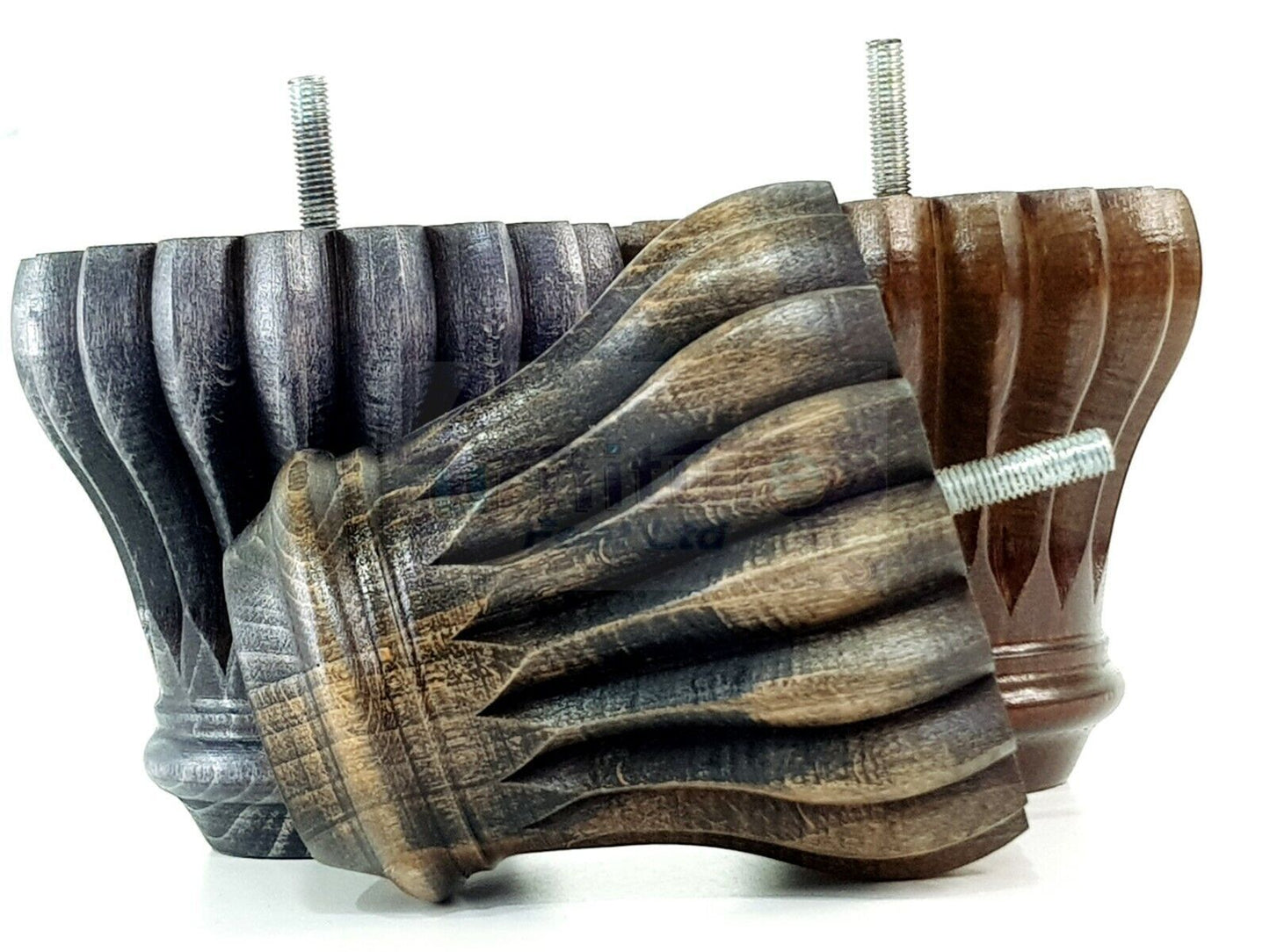 4 Grooved Replacement Furniture Bun Feet Multiple Colours Turned Wooden Legs 110mm High Settee Chairs Sofas Footstools Cabinets M8