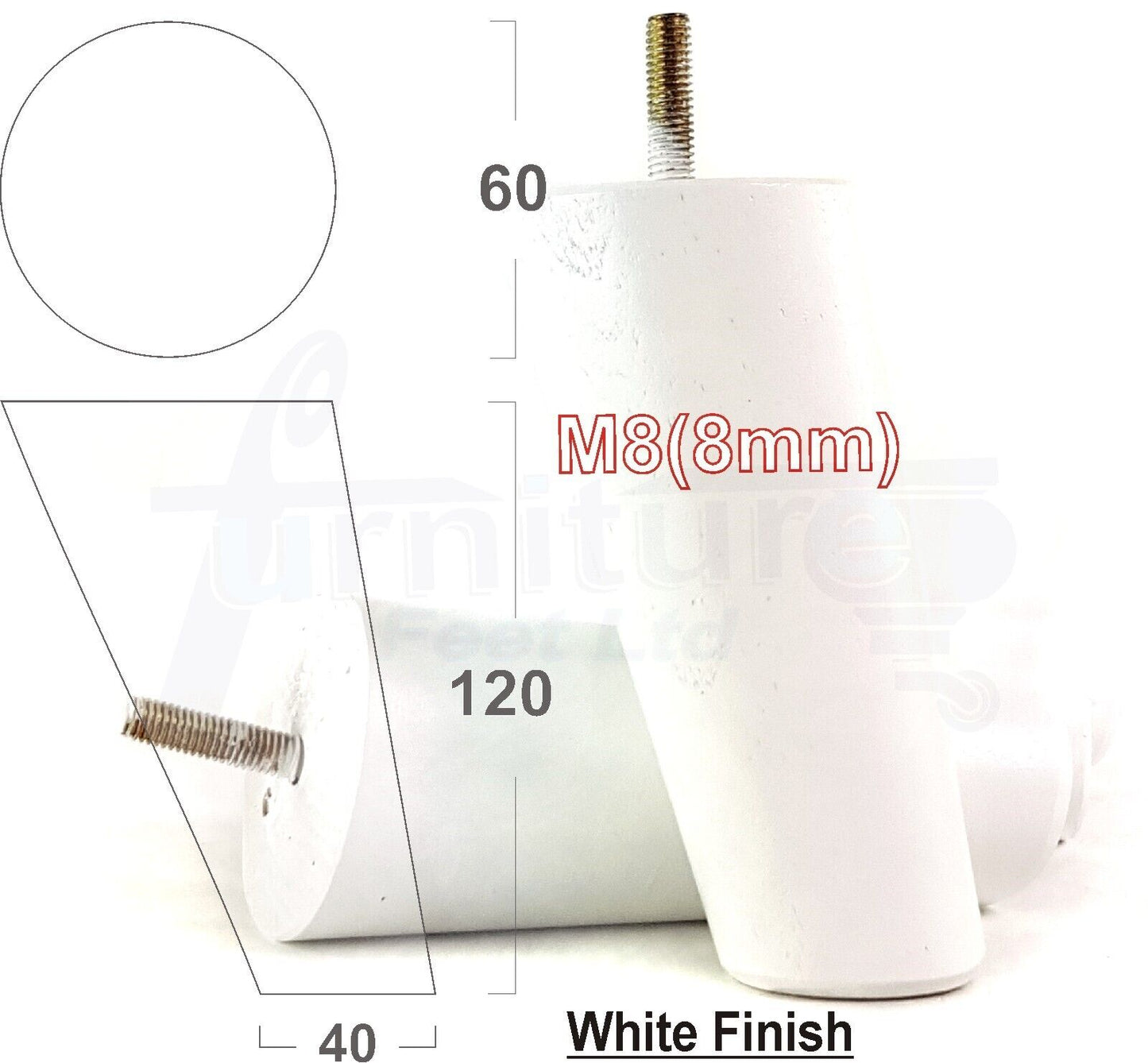 4 Solid Wood Turned Furniture Feet Replacement Mid Centry Angled Retro Legs 120mm High M8 Sofa Chairs Stools Cabinets Beds