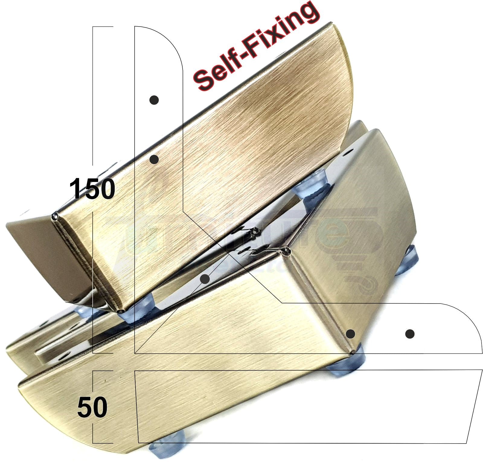 Metal Furniture Feet Brushed Brass Replacement Metal Leg 50mm High Sofa Chairs Stools Beds Cabinets Self Fix with Screws 