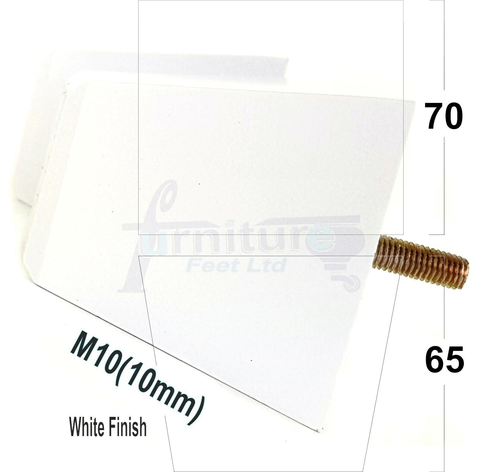 4 Solid Wood Square Furniture Feet Replacement Legs 65mm High M10 Thread