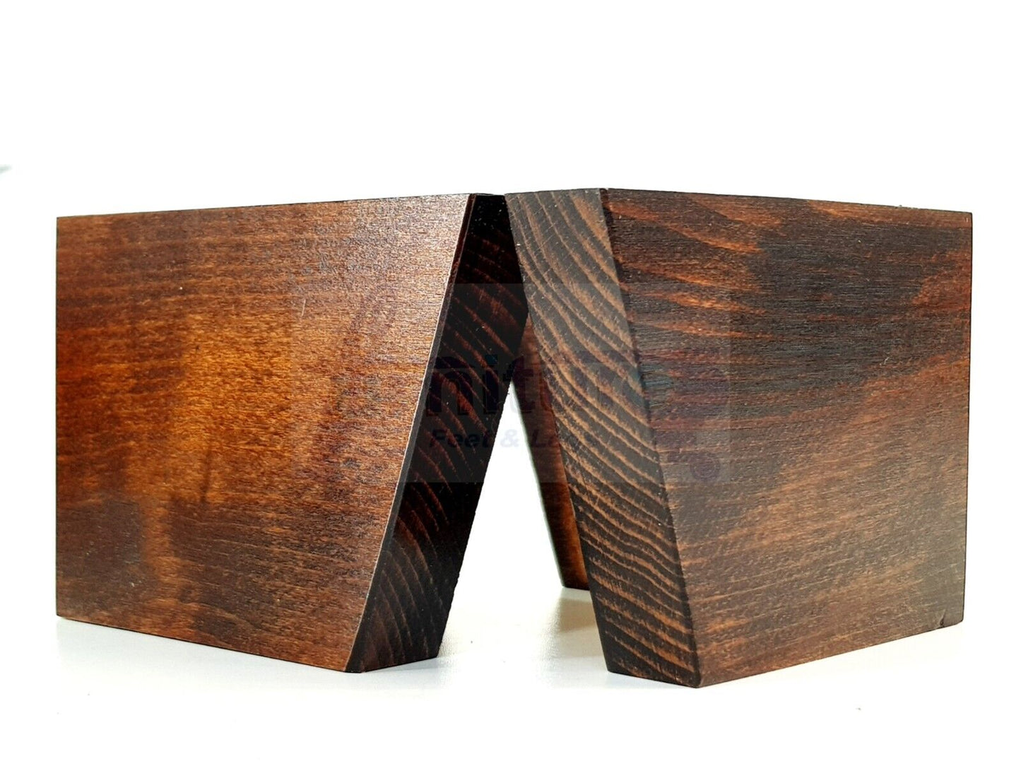 4 Solid Wood Furniture Legs Replacement Corner Feet 95mm High Self-Fixing: Chestnut Wash