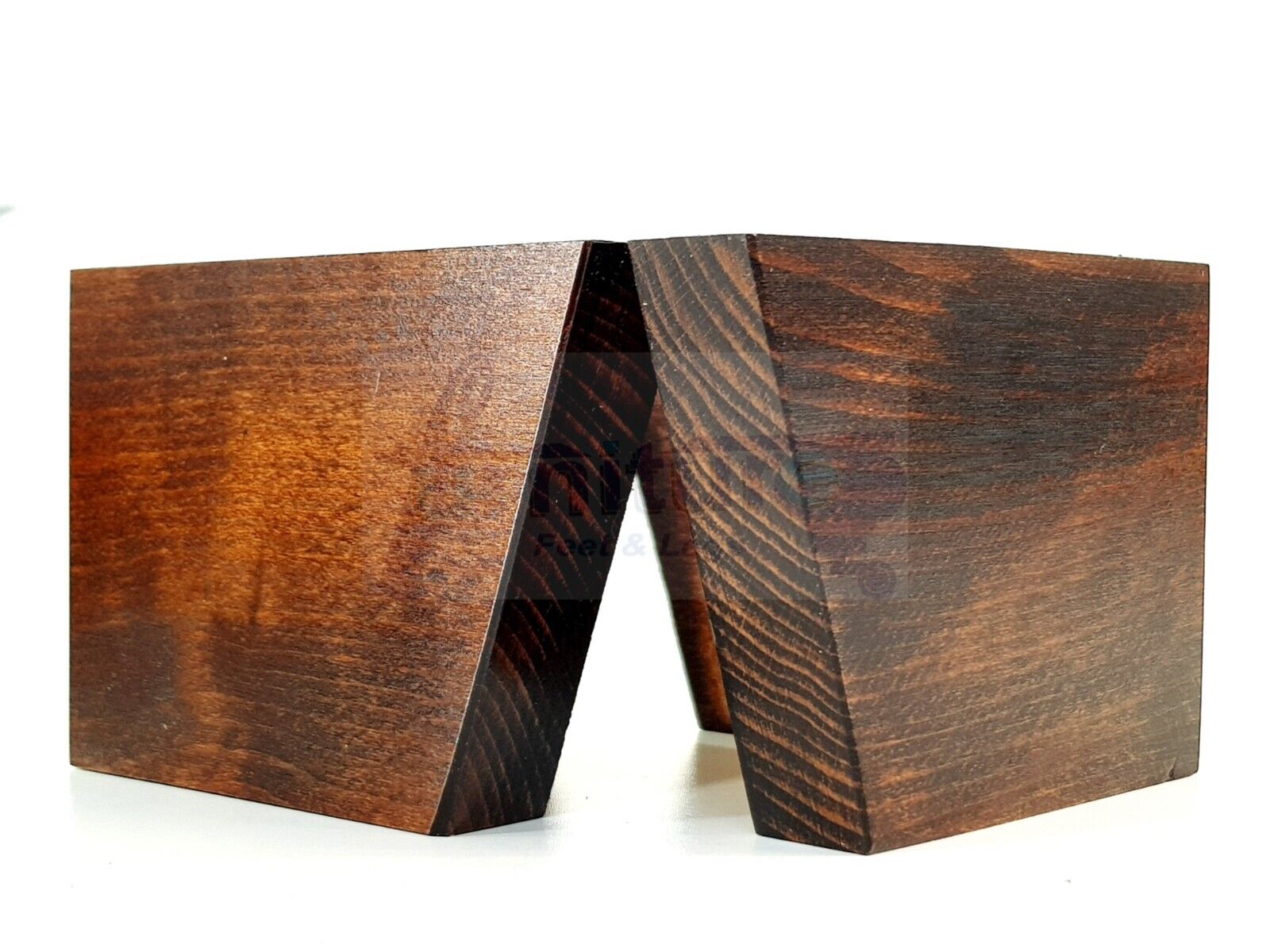 4 Solid Wood Furniture Legs Replacement Corner Feet 95mm High Self-Fixing: Chestnut Wash