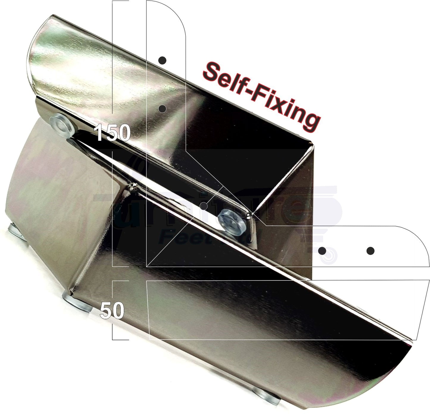 Metal Furniture Feet Chrome Replacement Corner Leg 50mm High Sofa Chairs Stools Beds Cabinets Pre-Drilled