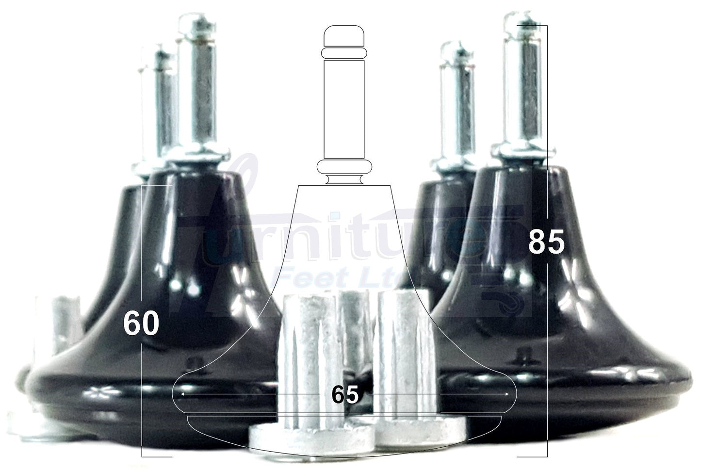 Strong Plastic High Quality Black Feet Leg Glides Castors & Inserts Glides For Divan Bed Sofa Settee Chair Heav Duty Mushroom Glides