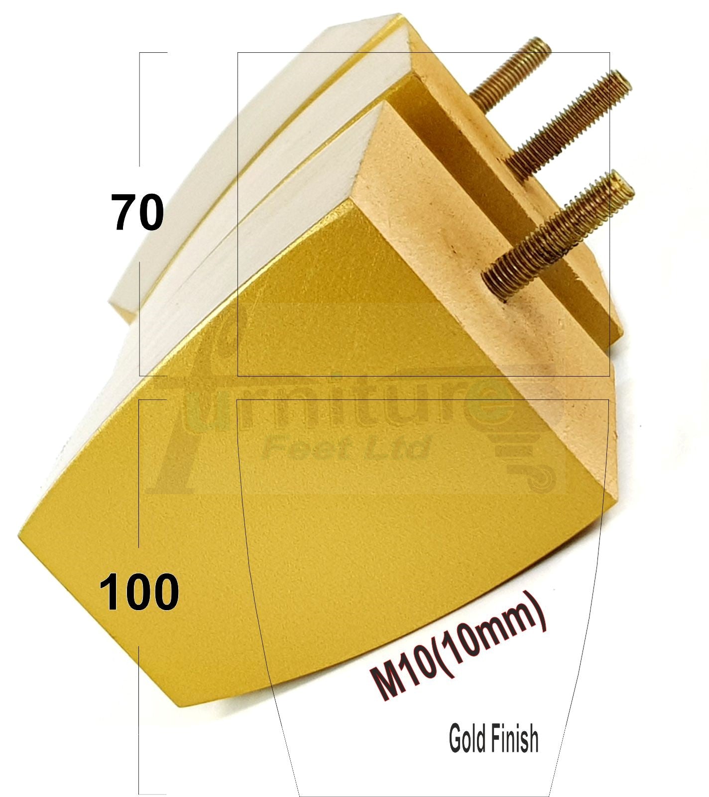 Set Of 4 Square Block Solid Wood Furniture Feet Replacement Legs 100mm High M10 Thread