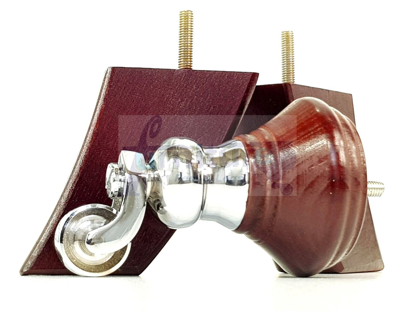 2 Mahogany Wood Furniture Sofa Feet With Castor 125mm & 2 Curved Legs Chair Settee 100mm High M8