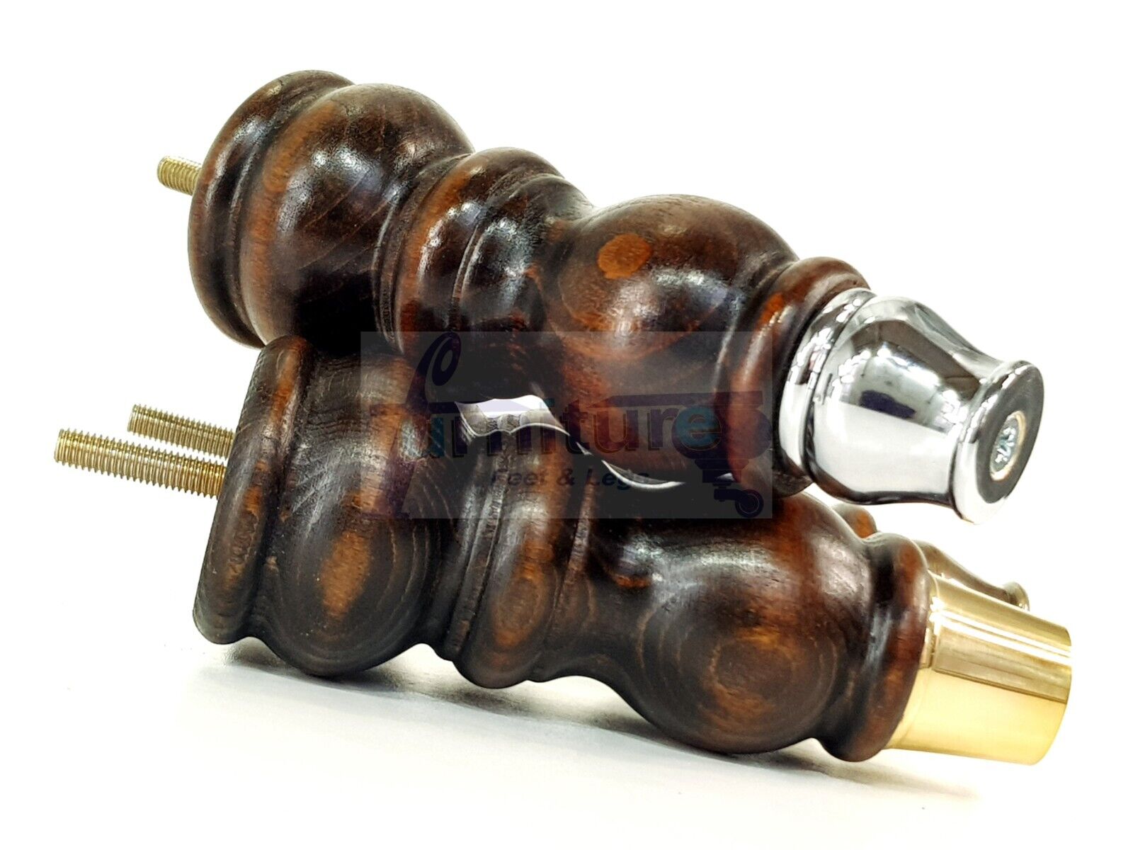 4x Furniture Feet With Slipper Cup 175mm High Legs Dark Walnut Finish Wood M8 Sofas Chairs Cabinets