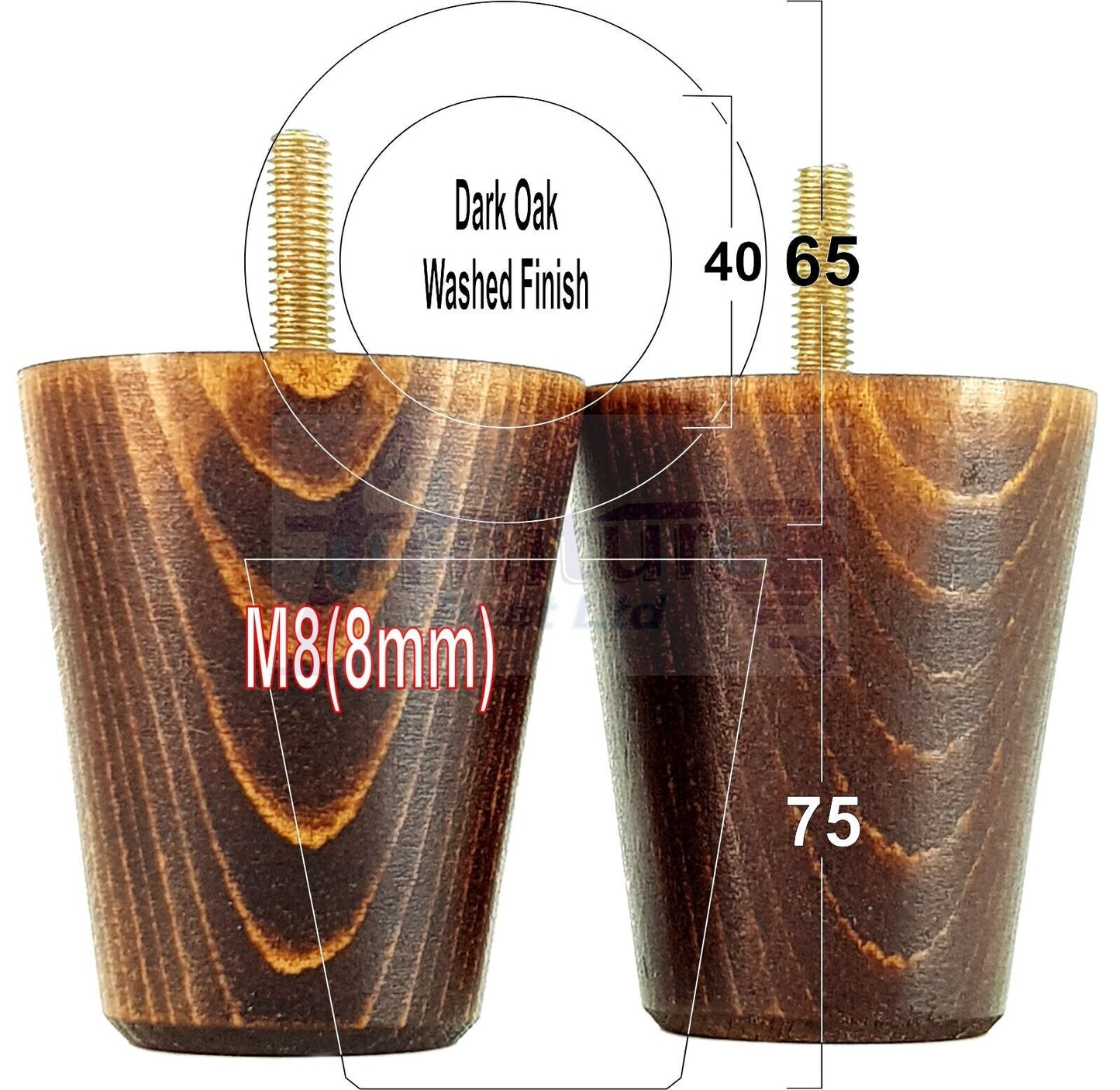 4x Solid Wood Turned Furniture Legs Replacement Bun Feet 75mm High Chairs Stools Sofa's Beds Settee M8