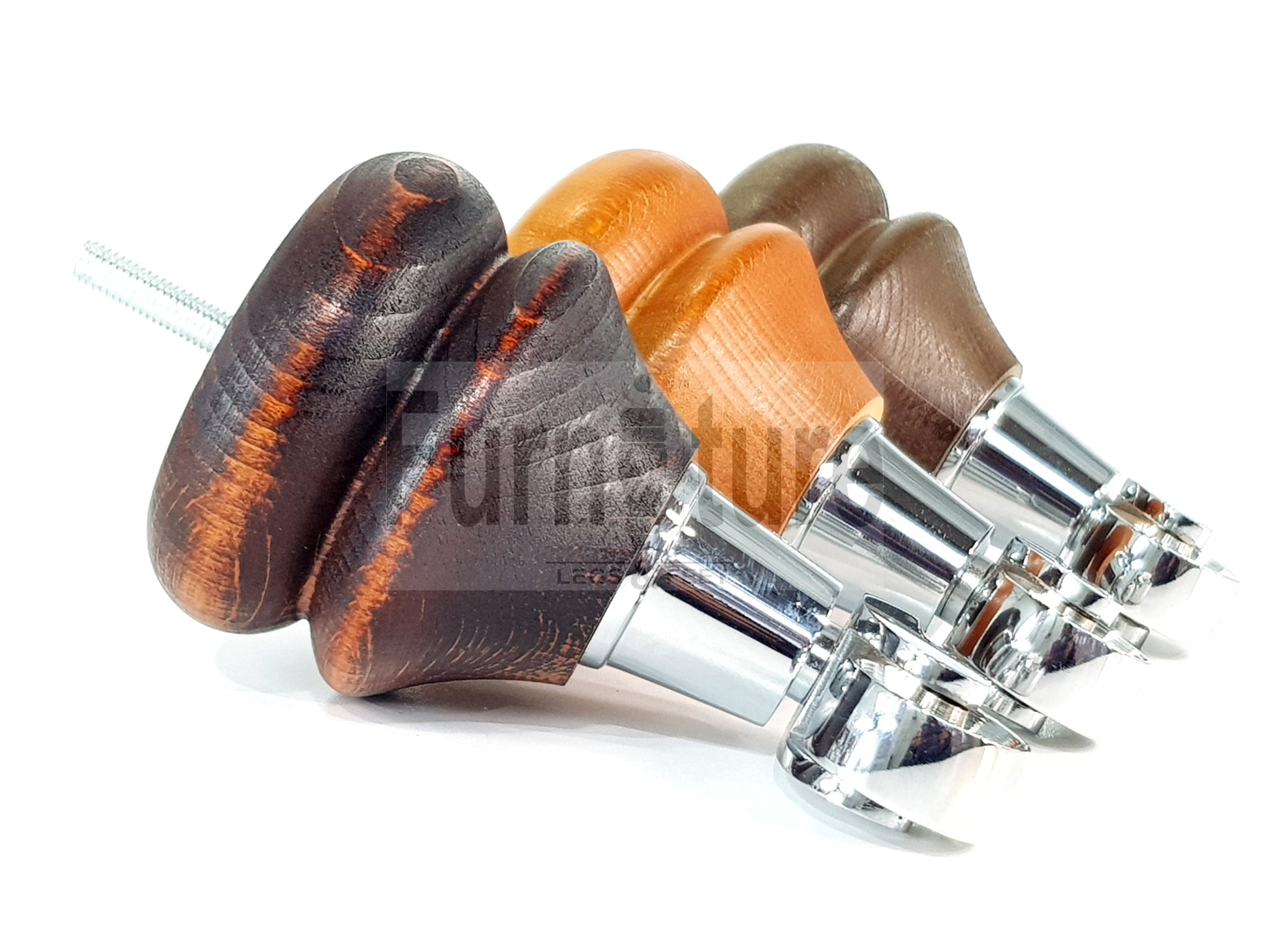 Set Of 4 Turned Furniture Wood Feet With Chrome Castors 140mm Sofas Chairs Settee Cabinets Beds M8(8mm)