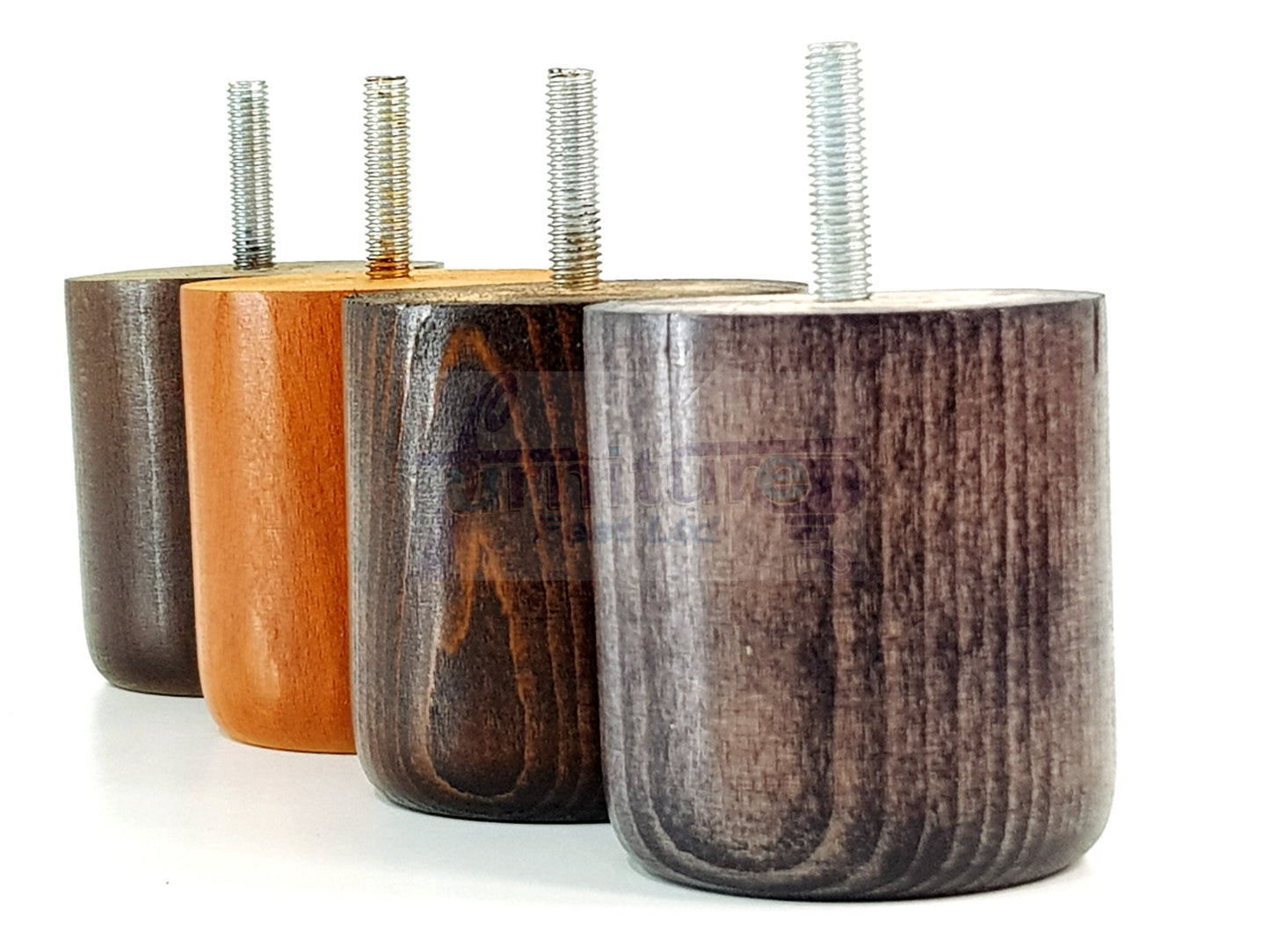 4x Solid Wood Turned Furniture Legs Replacement Bun Feet 70mm High 10mm Thread