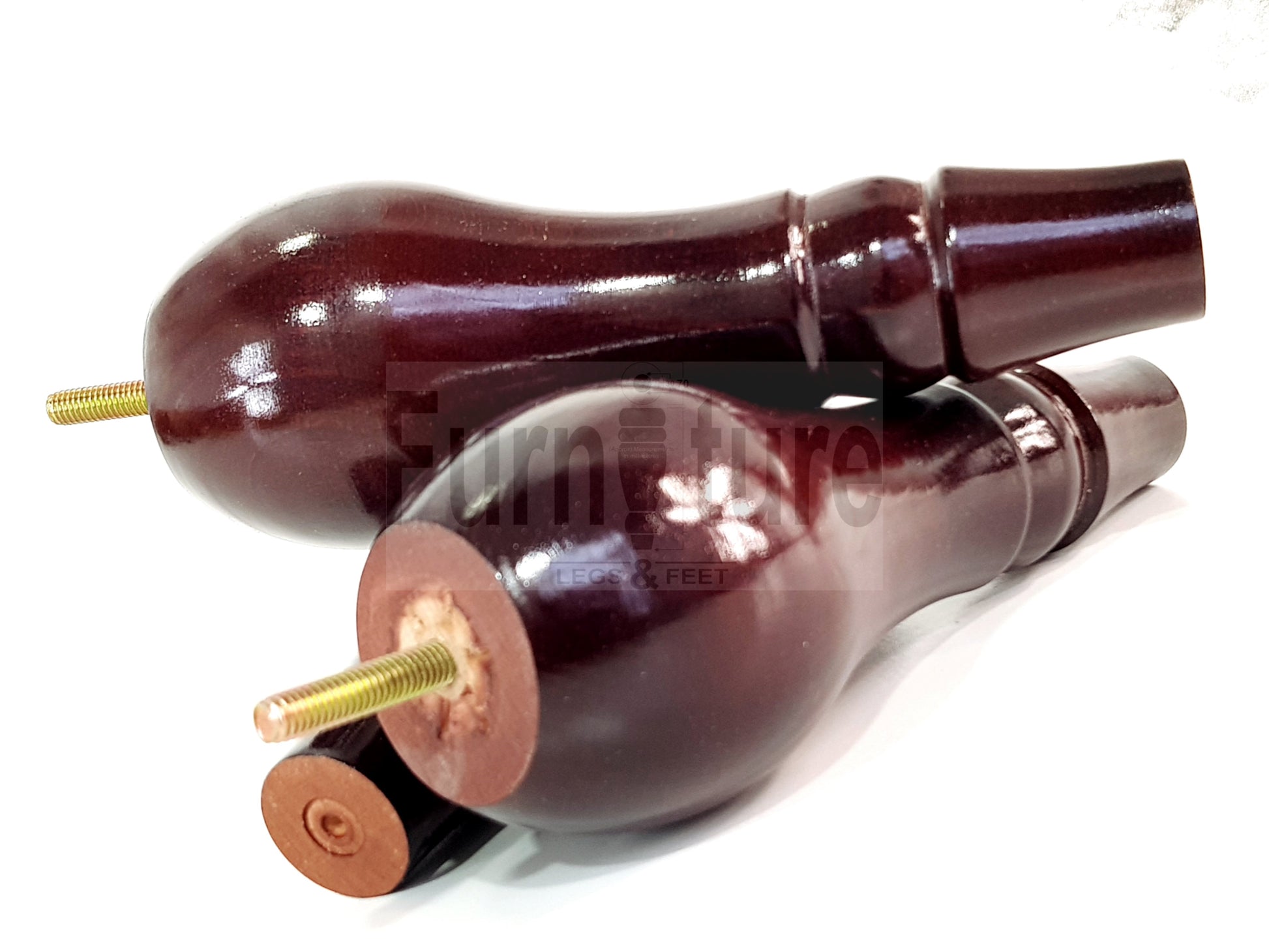 4x Solid Wood Turned Replacement M10 Thread Furniture Legs Sofa Chair Settee Feet 200mm