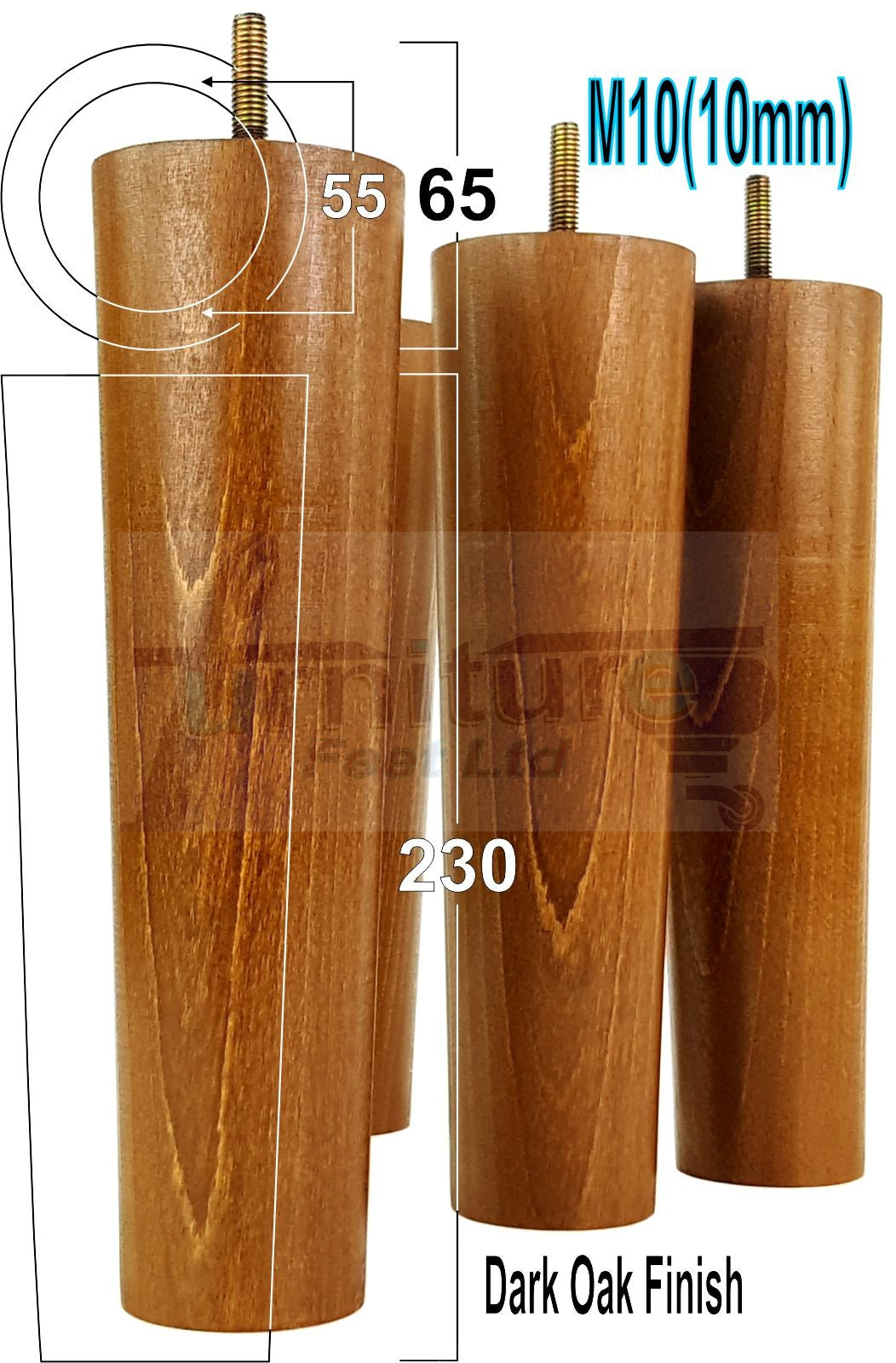 4 Solid Wood Turned Furniture Legs Replacement Feet 230mm High Chairs Sofa Bed Settee & Cabinets M10